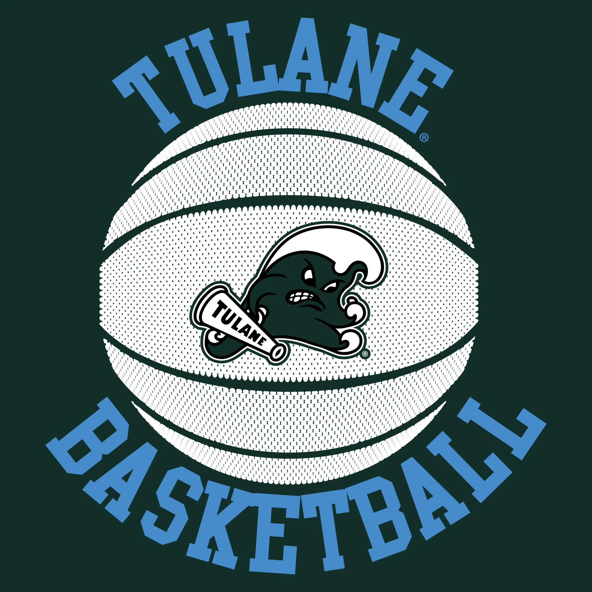 Tulane Green Wave Basketball Circle Logo T-Shirt - Forest - Image 2