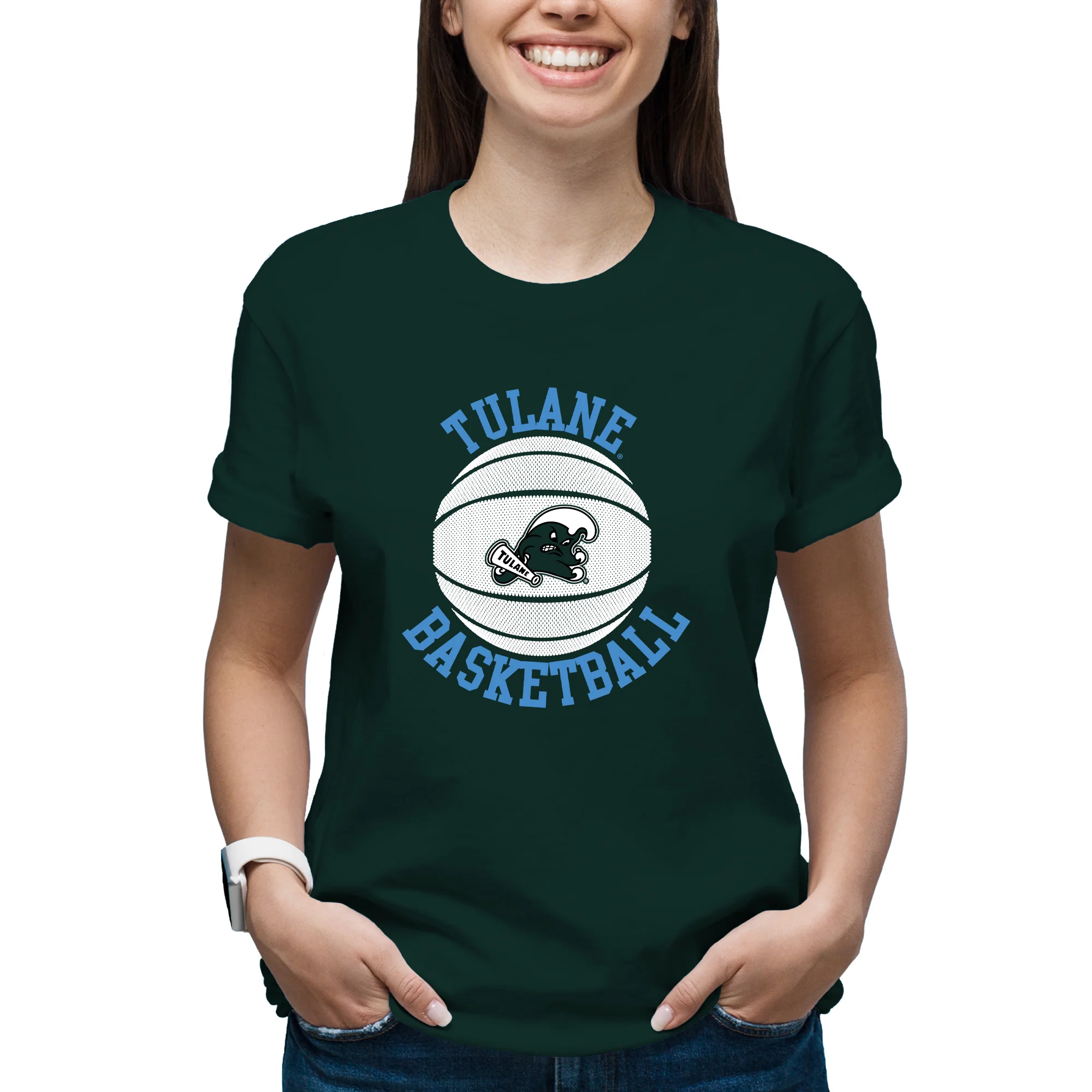 Tulane Green Wave Basketball Circle Logo T-Shirt - Forest - Image 4