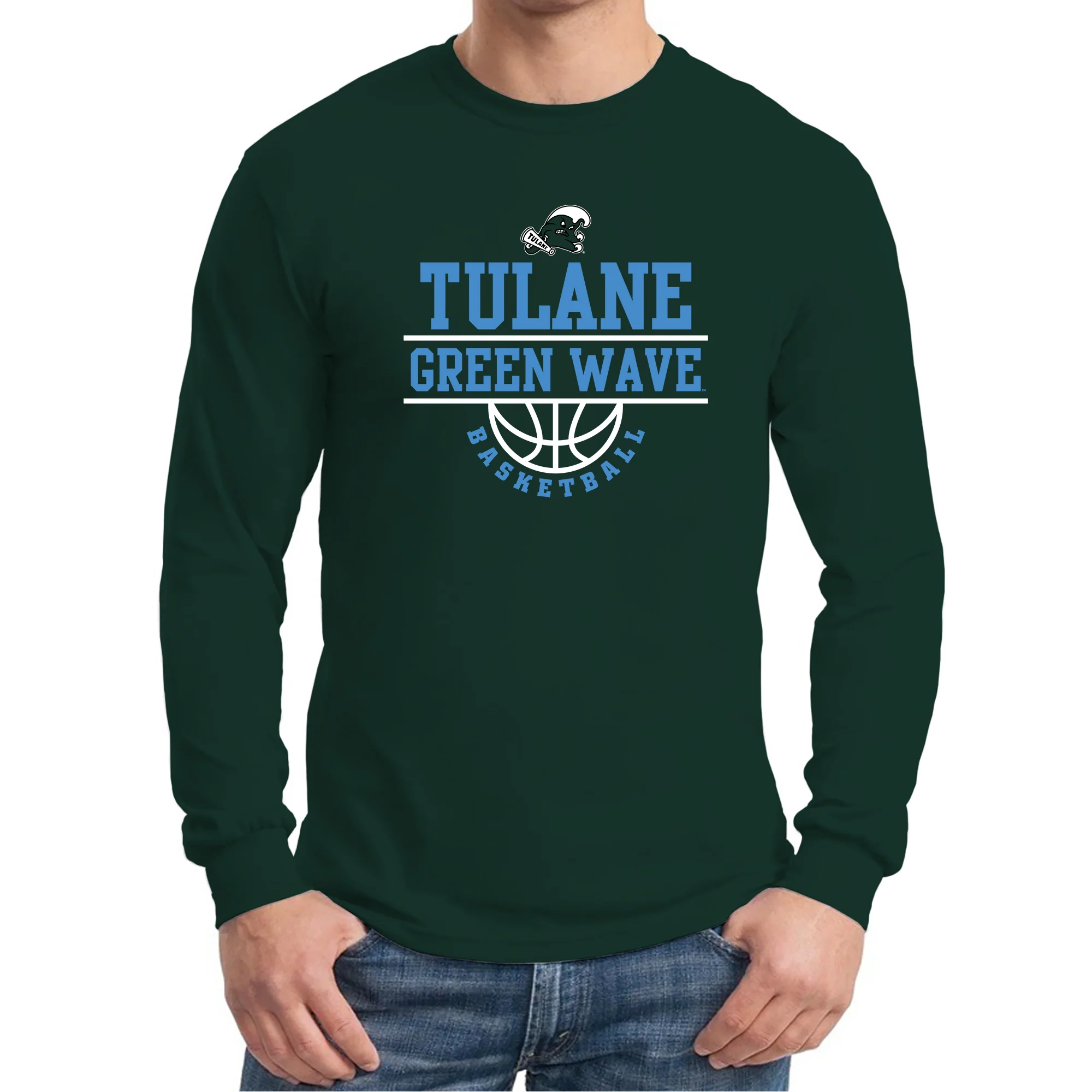Tulane Green Wave Basketball Peak Long Sleeve T-Shirt - Forest - Image 3