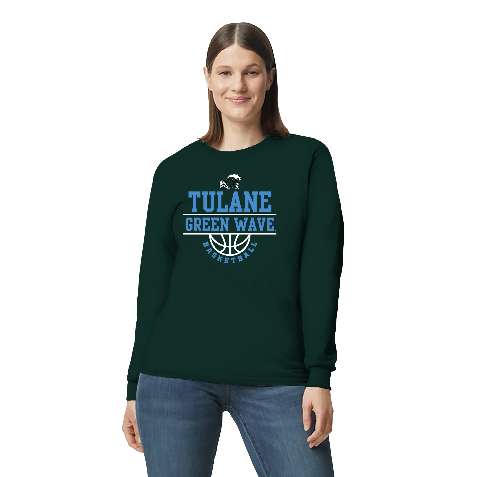 Tulane Green Wave Basketball Peak Long Sleeve T-Shirt - Forest - Image 4