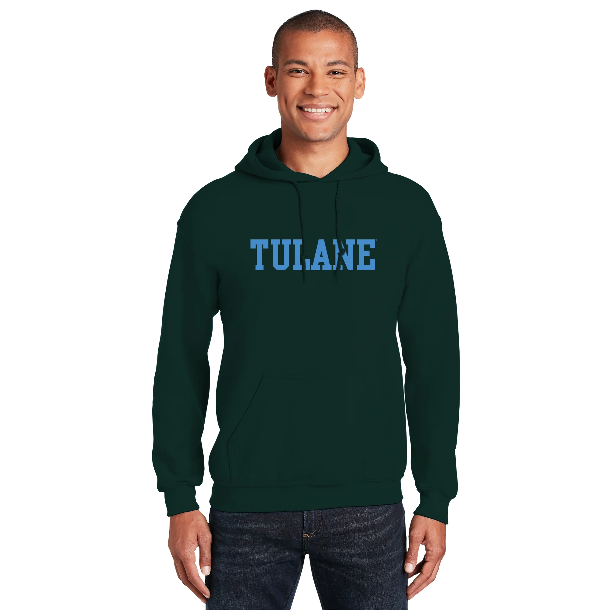 Tulane University Green Wave Basic Block Hoodie - Forest - Image 3