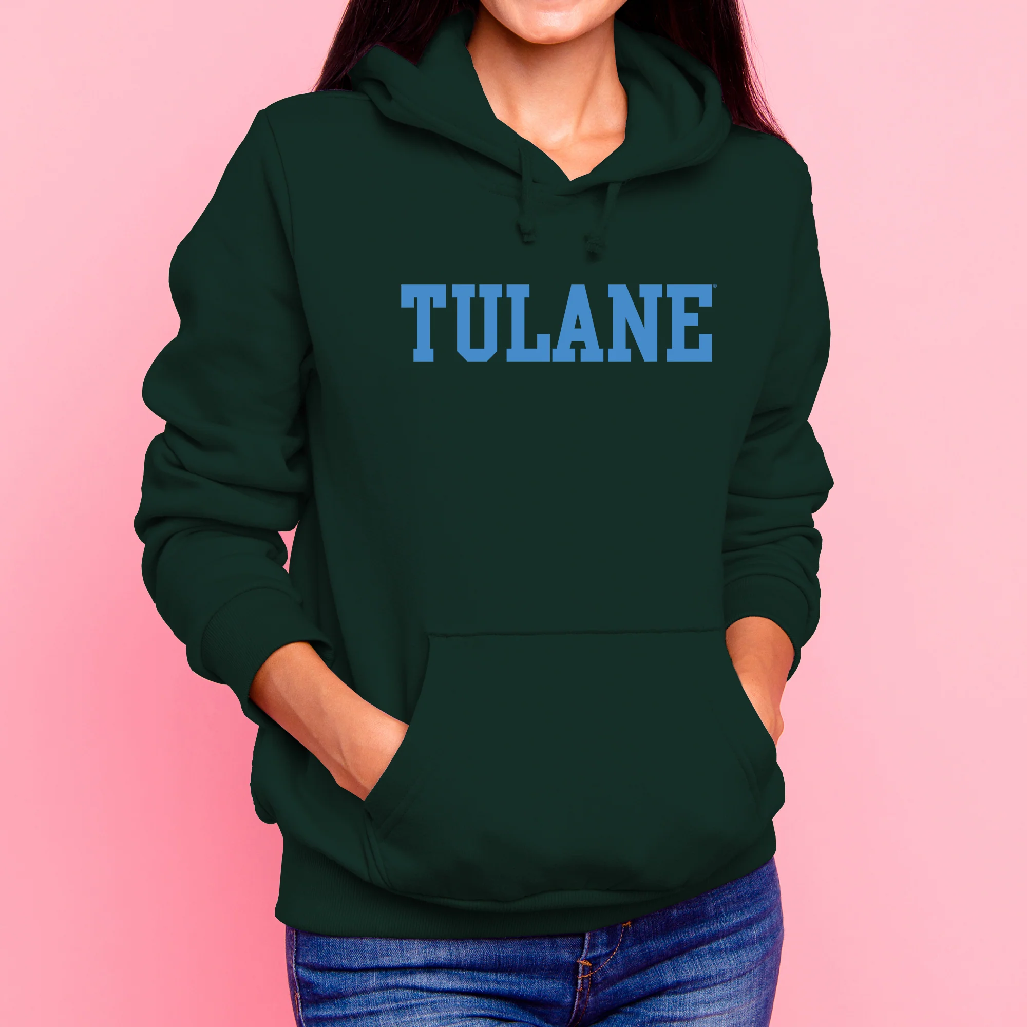 Tulane University Green Wave Basic Block Hoodie - Forest - Image 4