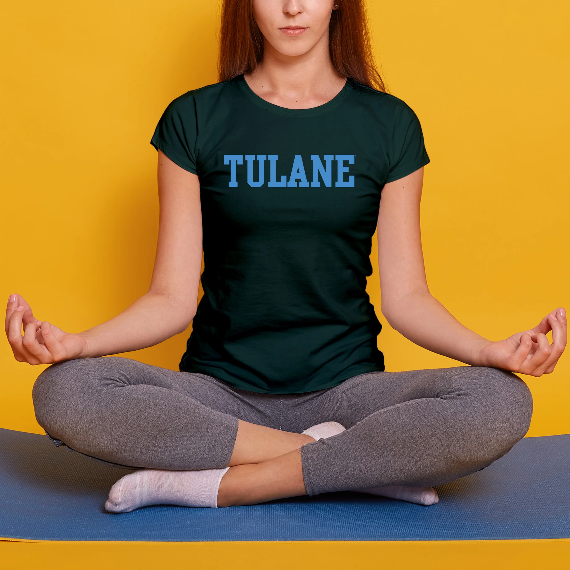 Tulane University Green Wave Basic Block Women's T-Shirt - Forest - Image 4