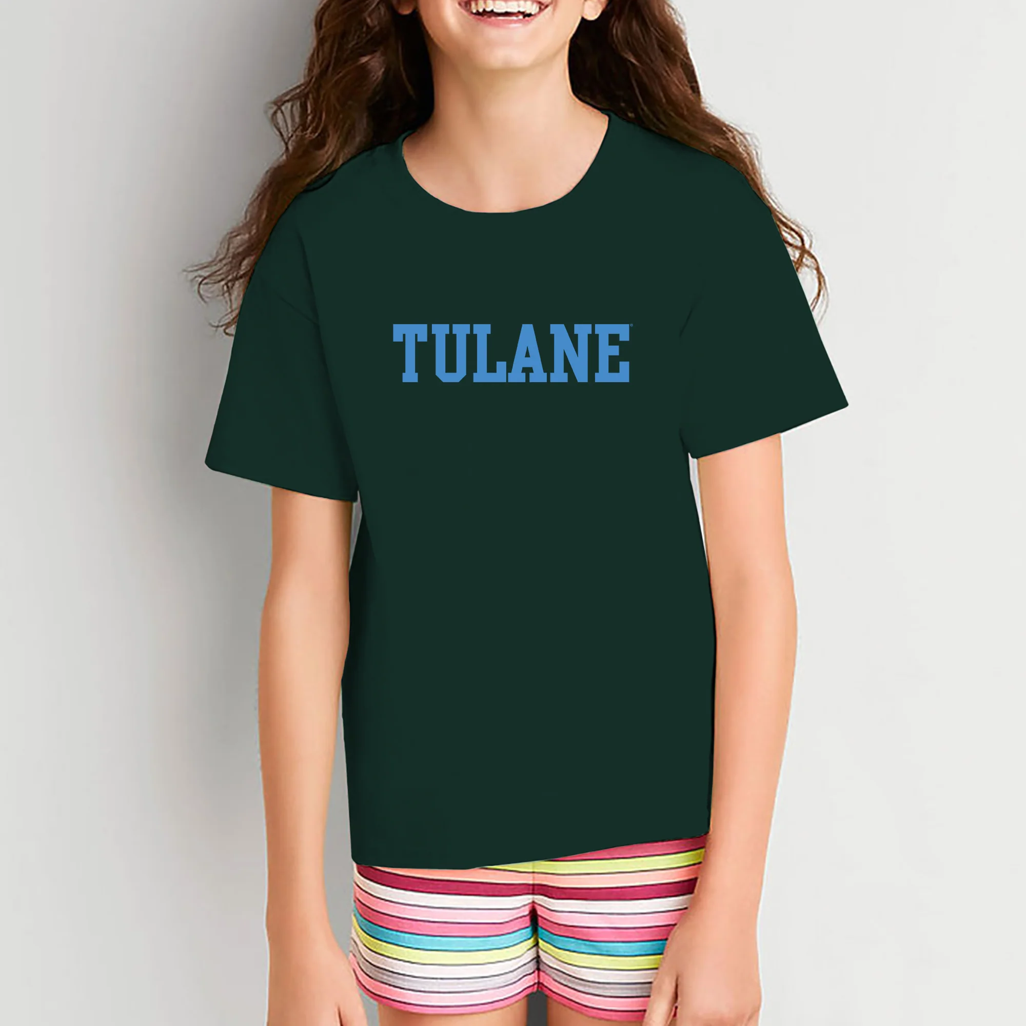 Tulane University Green Wave Basic Block Youth T-Shirt - Forest - Image 4