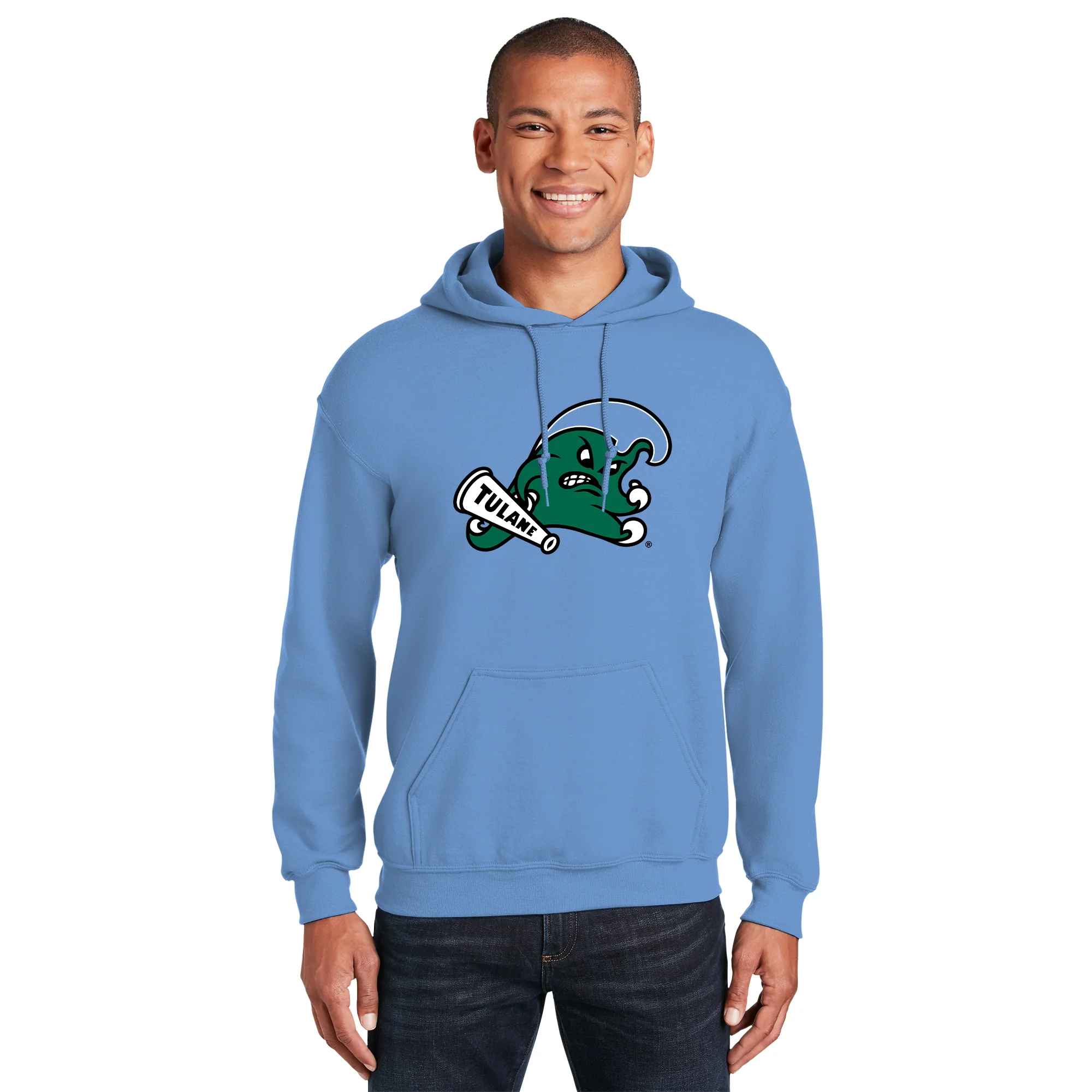 Tulane University Green Wave Primary Logo Hoodie - CBlue - Image 3