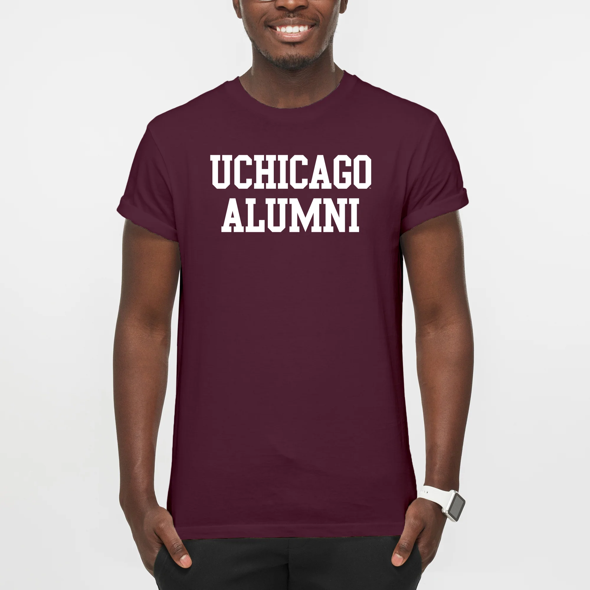 University of Chicago Maroons Basic Block Alumni Short Sleeve T Shirt - Maroon - Image 3