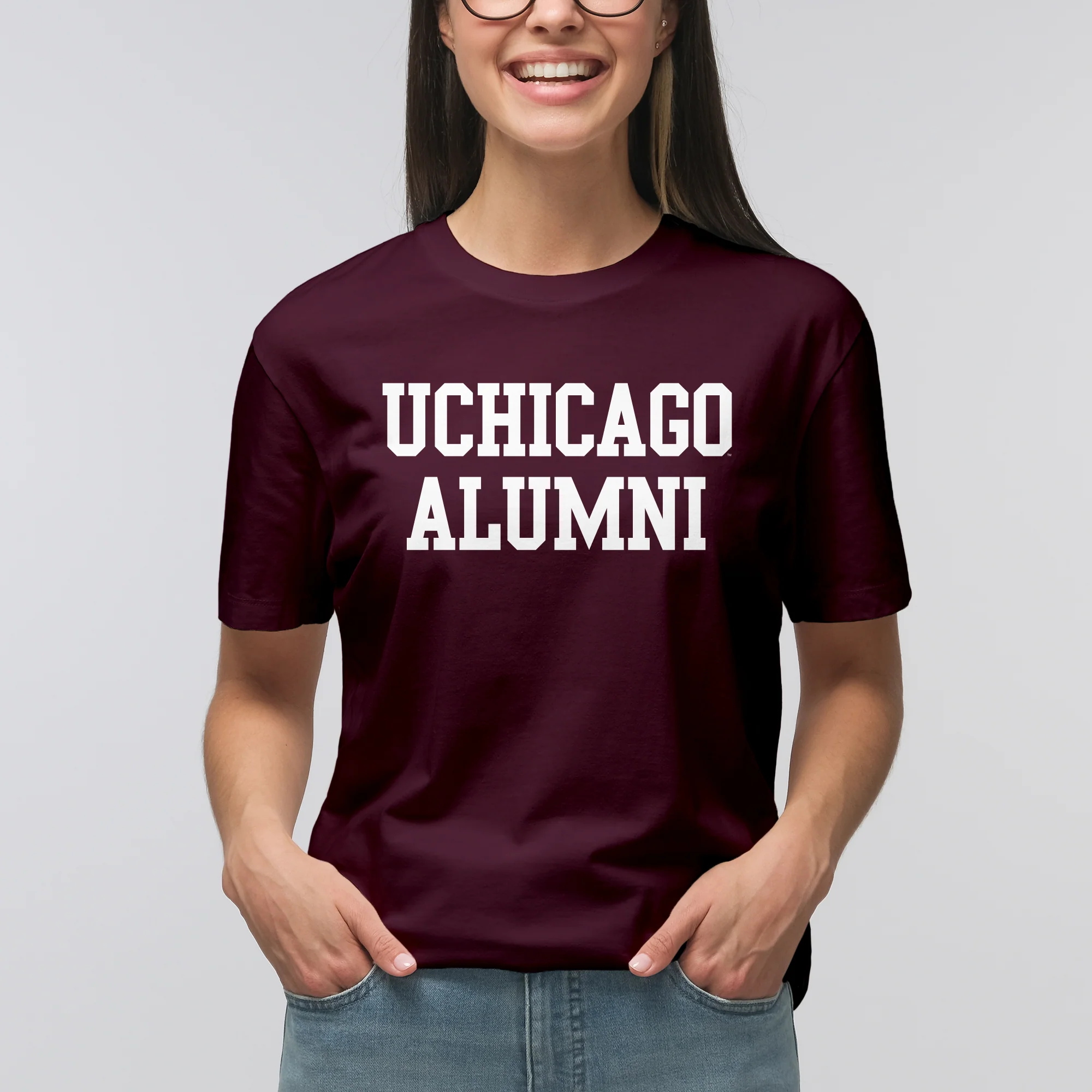 University of Chicago Maroons Basic Block Alumni Short Sleeve T Shirt - Maroon - Image 4