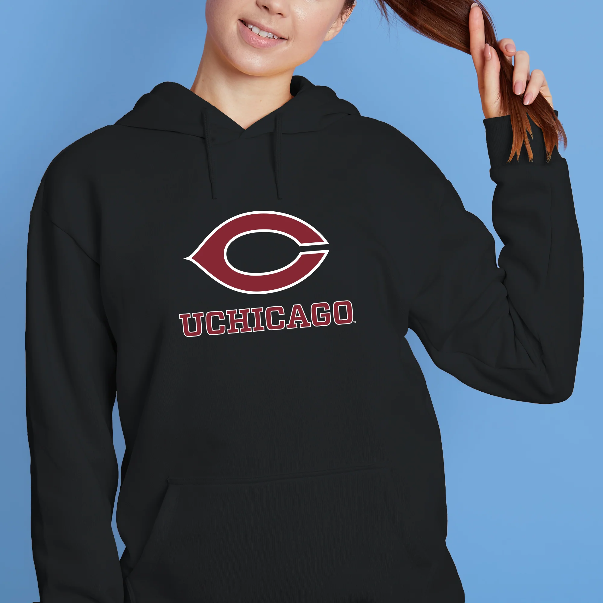 UChicago Primary Logo 2-Color Hoodie - Black - Image 4