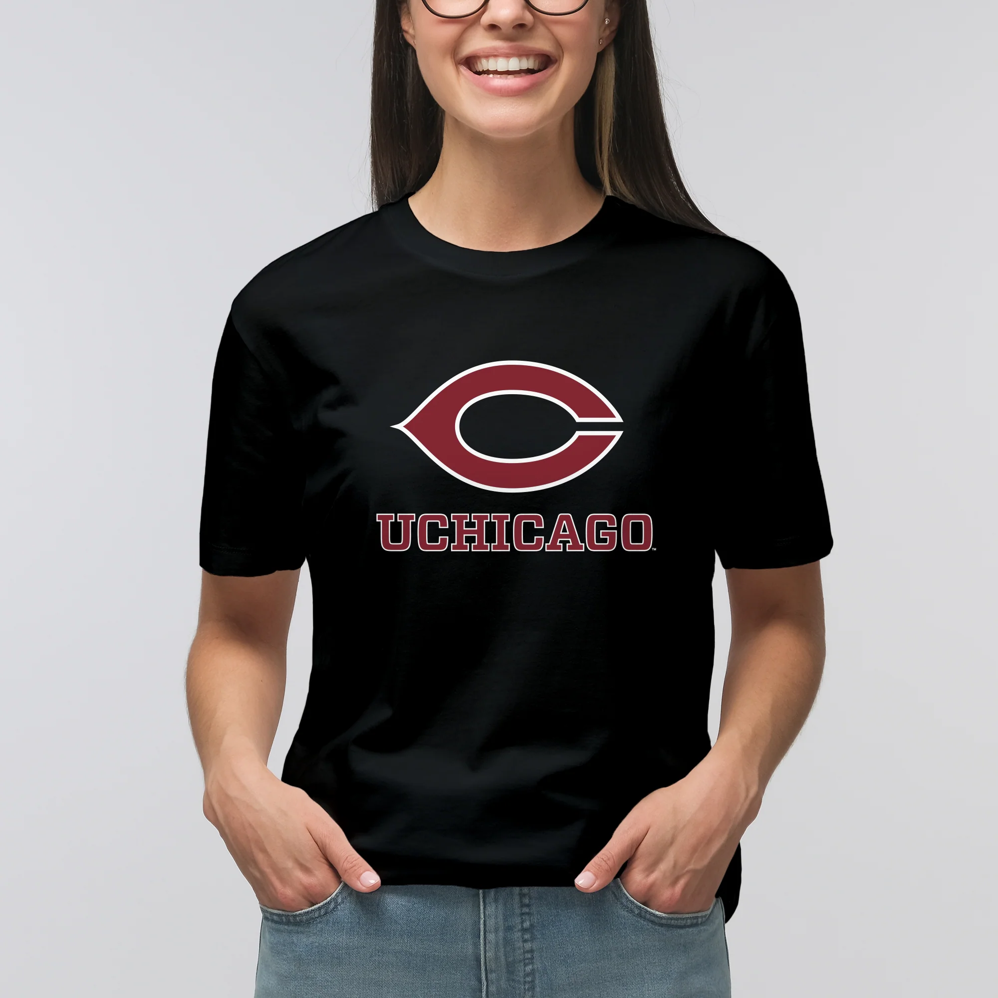 UChicago Primary Logo 2-Color T-Shirt - Black - Image 4