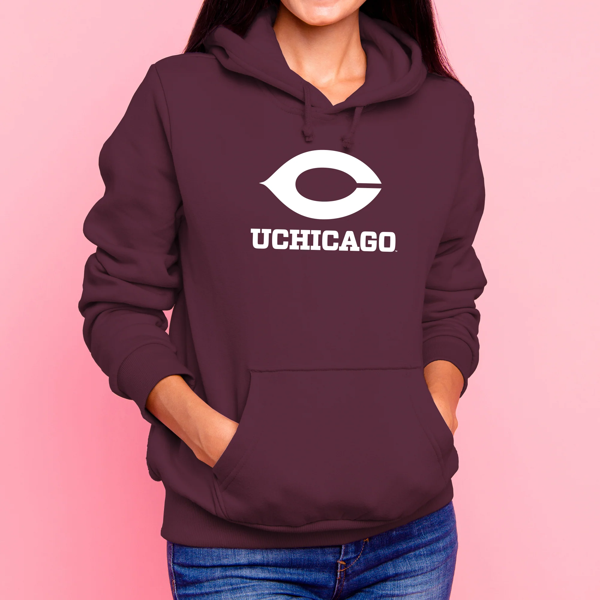 UChicago Primary Logo Hoodie - Maroon - Image 4