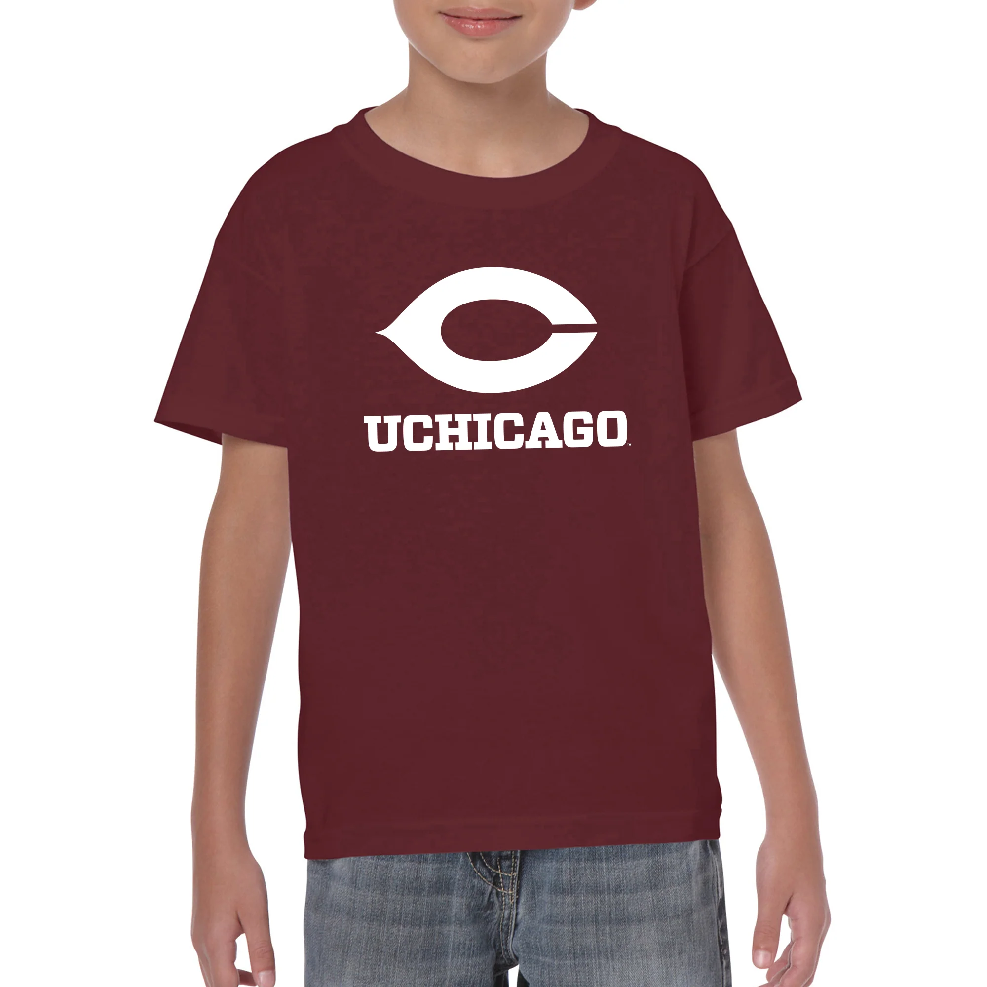 UChicago Primary Logo Youth T-Shirt - Maroon - Image 3