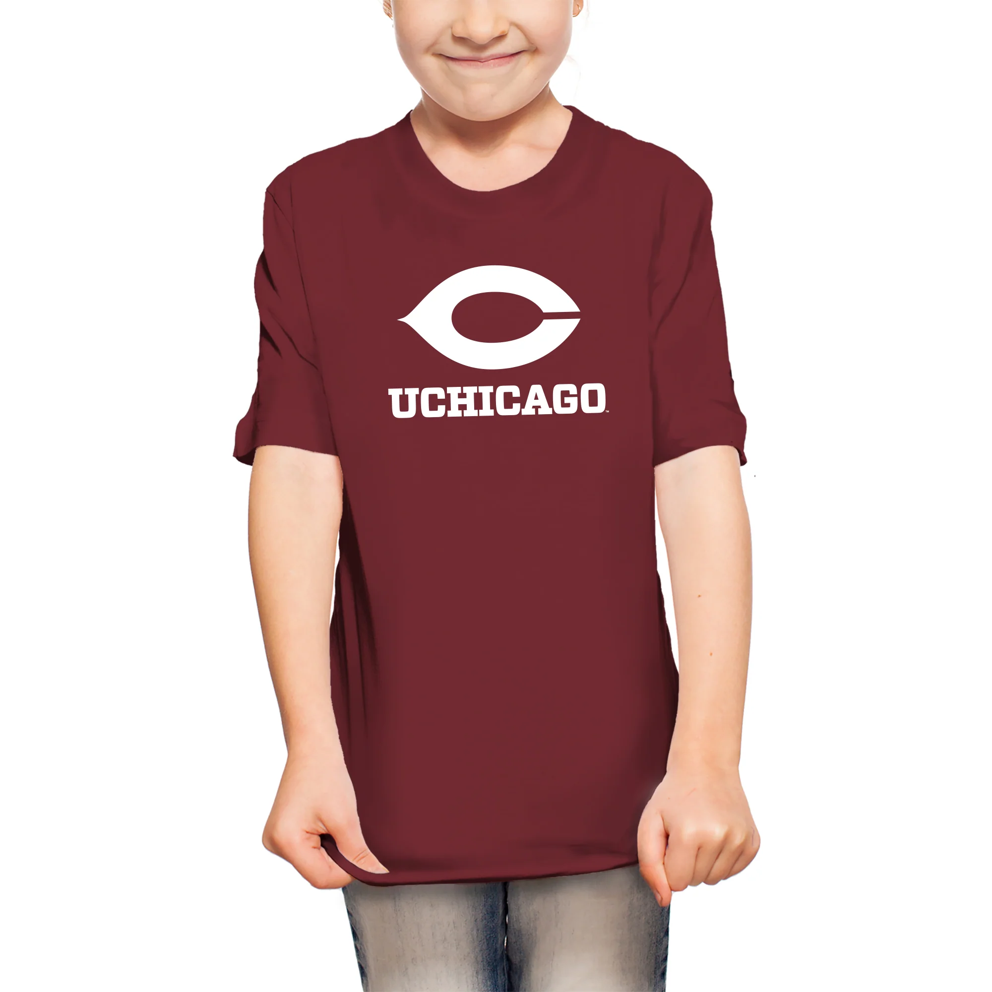 UChicago Primary Logo Youth T-Shirt - Maroon - Image 4