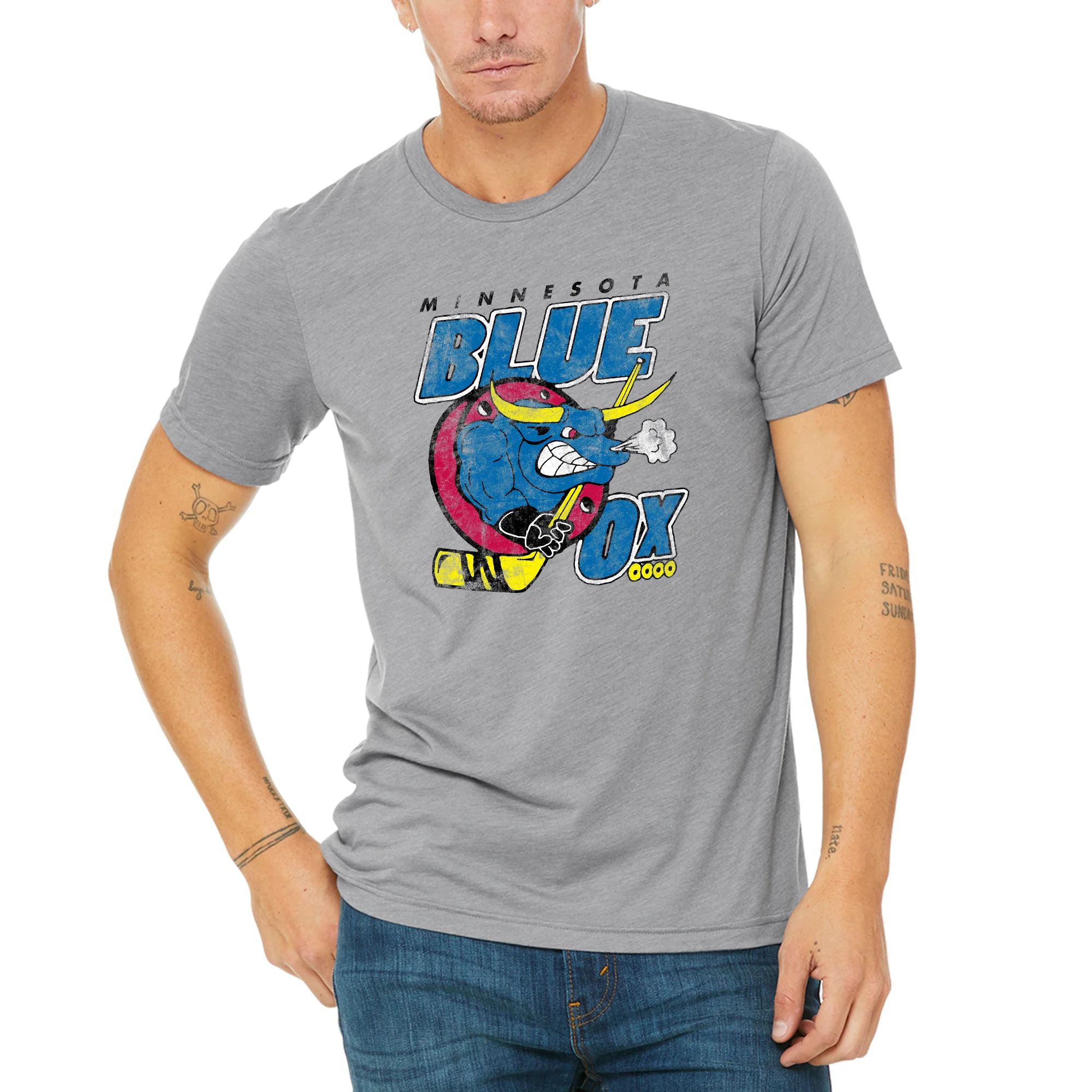 UGP Classics RHI Minnesota Blue Ox Triblend - Athletic Grey - Image 4