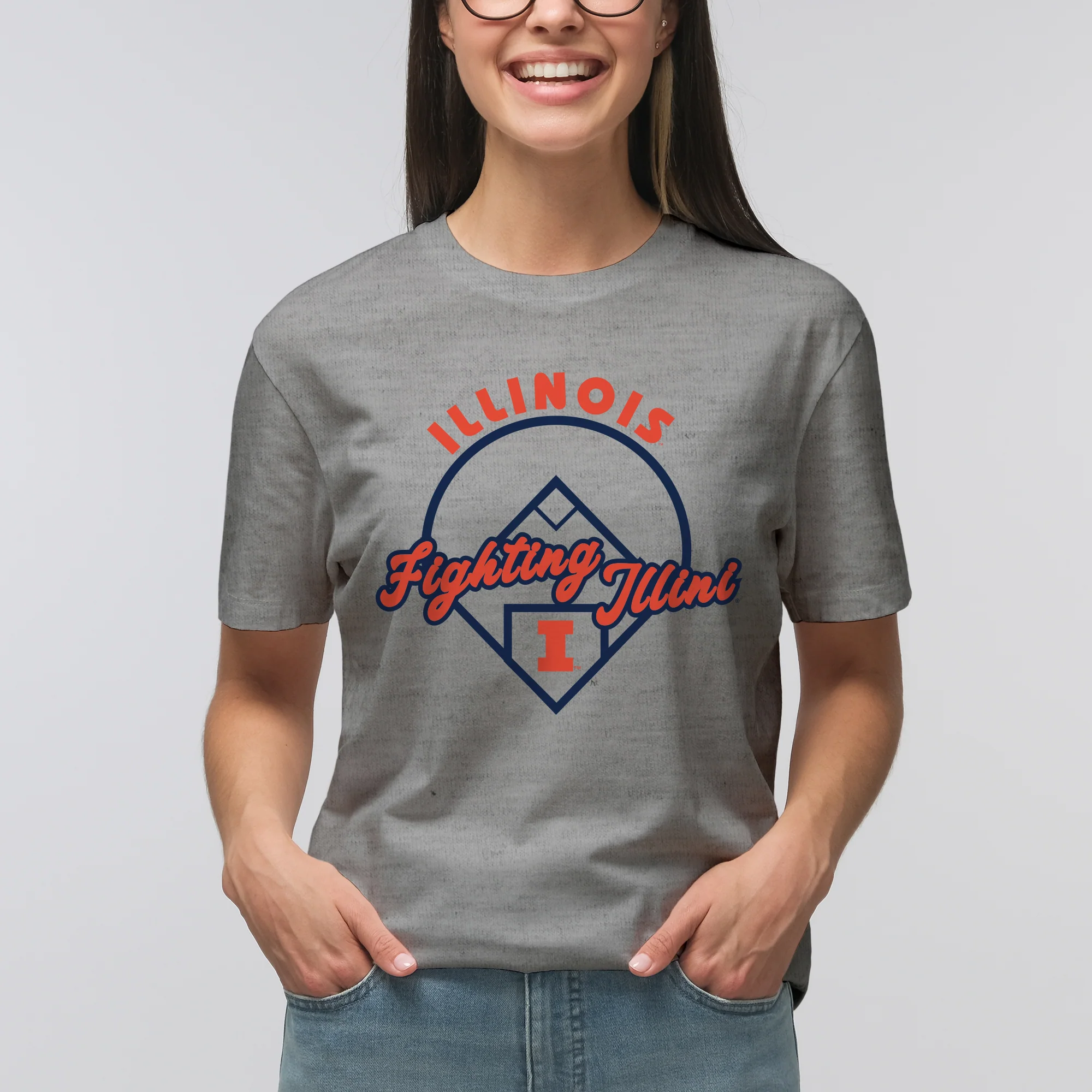 Illinois Fighting Illini Baseball Field T Shirt - Sport Grey - Image 4