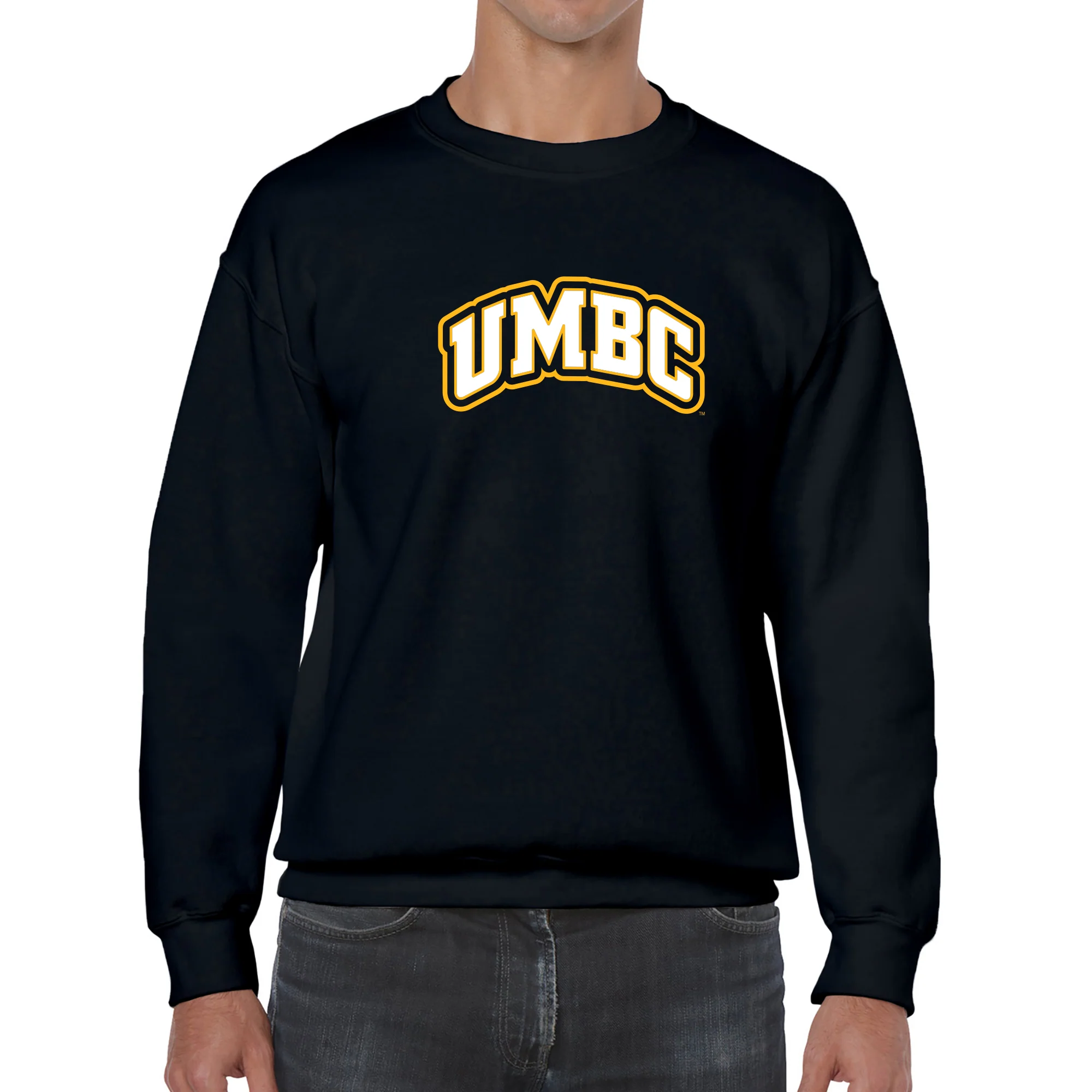 University of Maryland Baltimore County Retrievers Basic Block Crewneck Sweatshirt - Black - Image 3