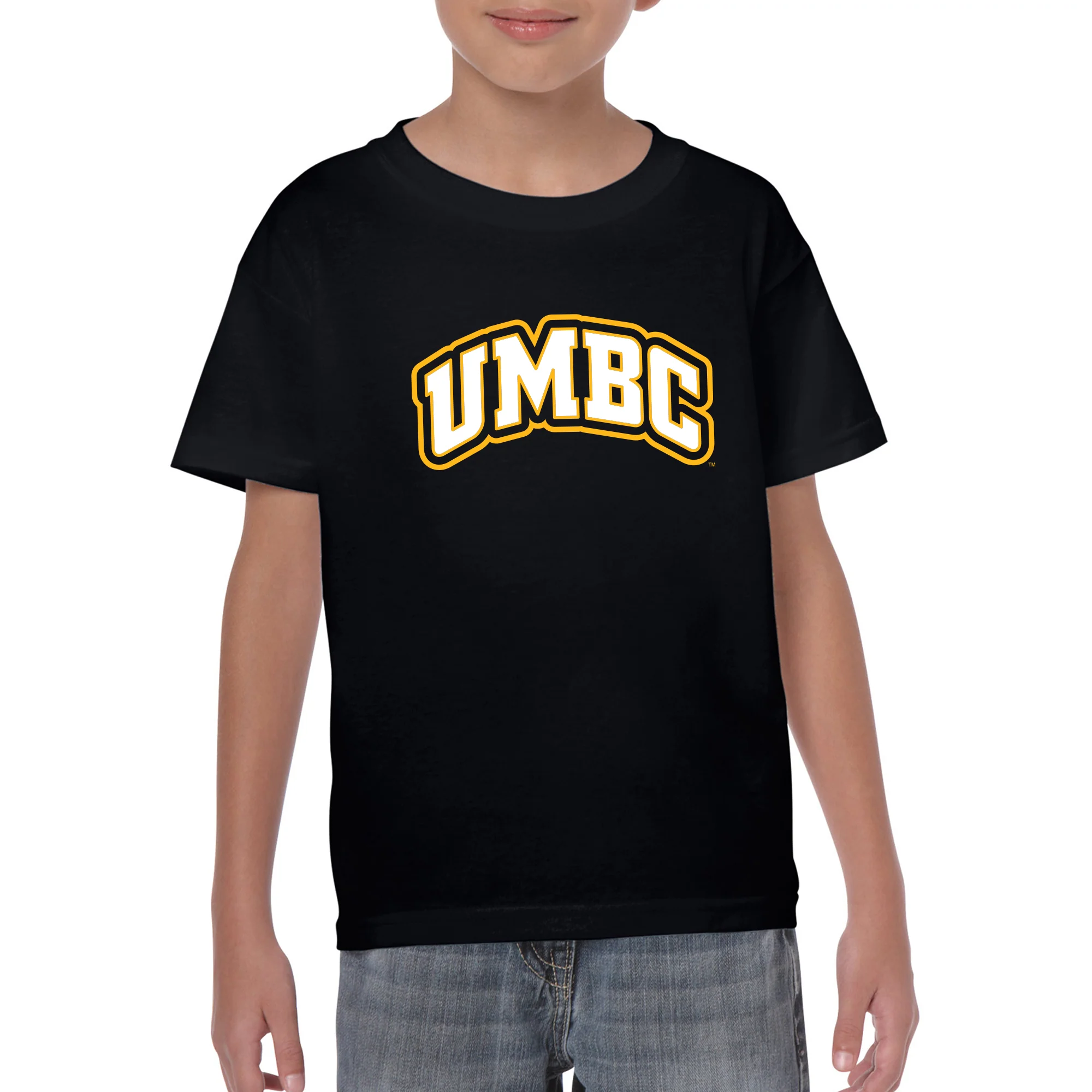 University of Maryland Baltimore County Retrievers Basic Block Short Sleeve Youth T Shirt - Black - Image 3
