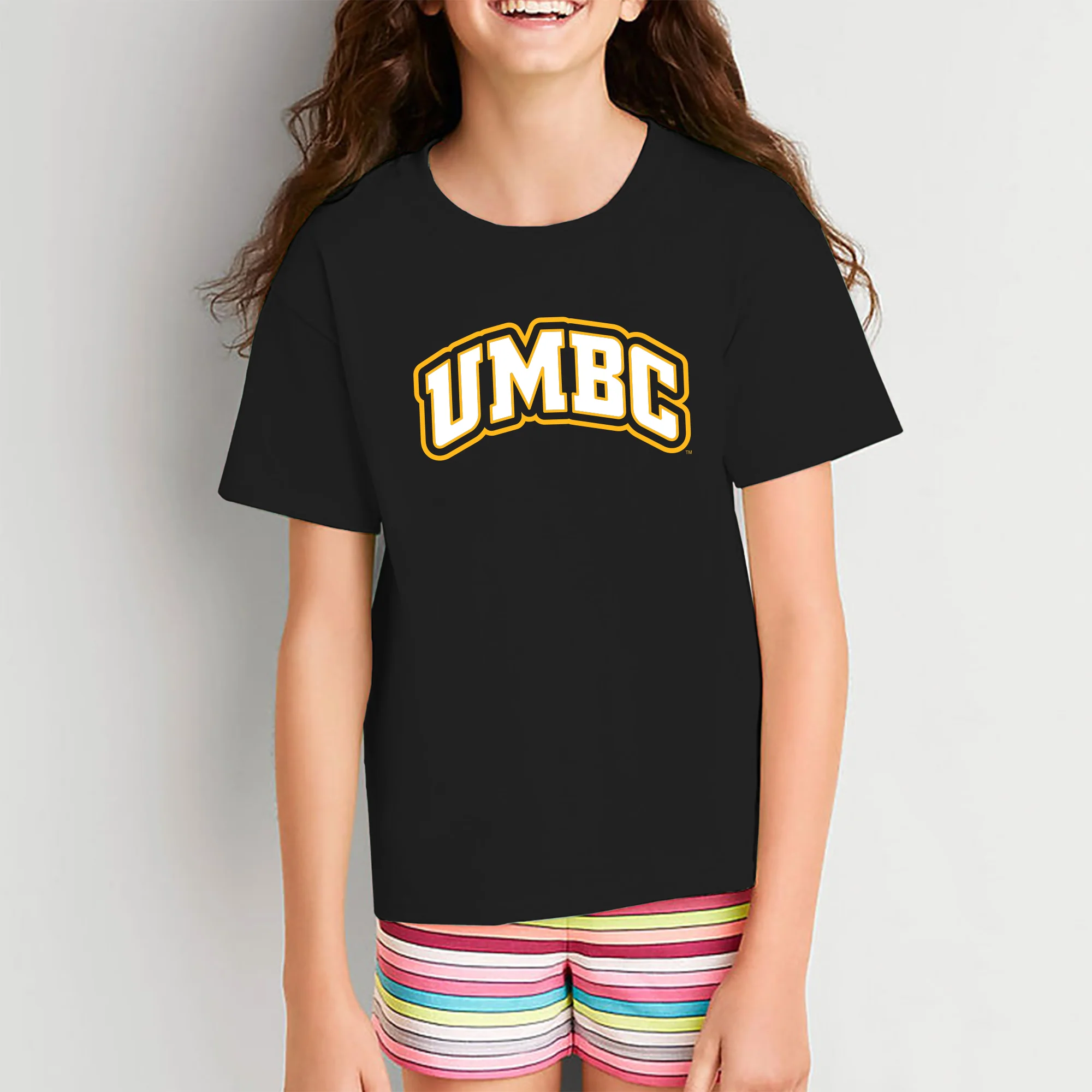 University of Maryland Baltimore County Retrievers Basic Block Short Sleeve Youth T Shirt - Black - Image 4