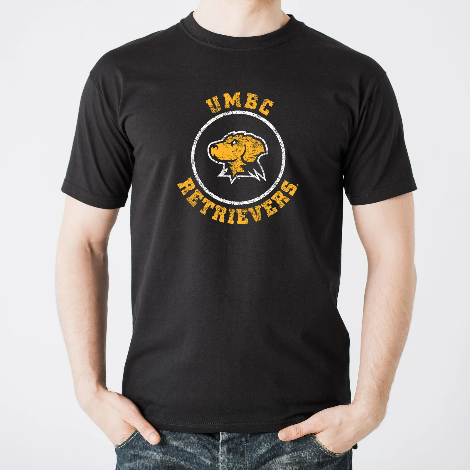 University of Maryland Baltimore County Retrievers Circle Logo Short Sleeve T Shirt - Black - Image 3