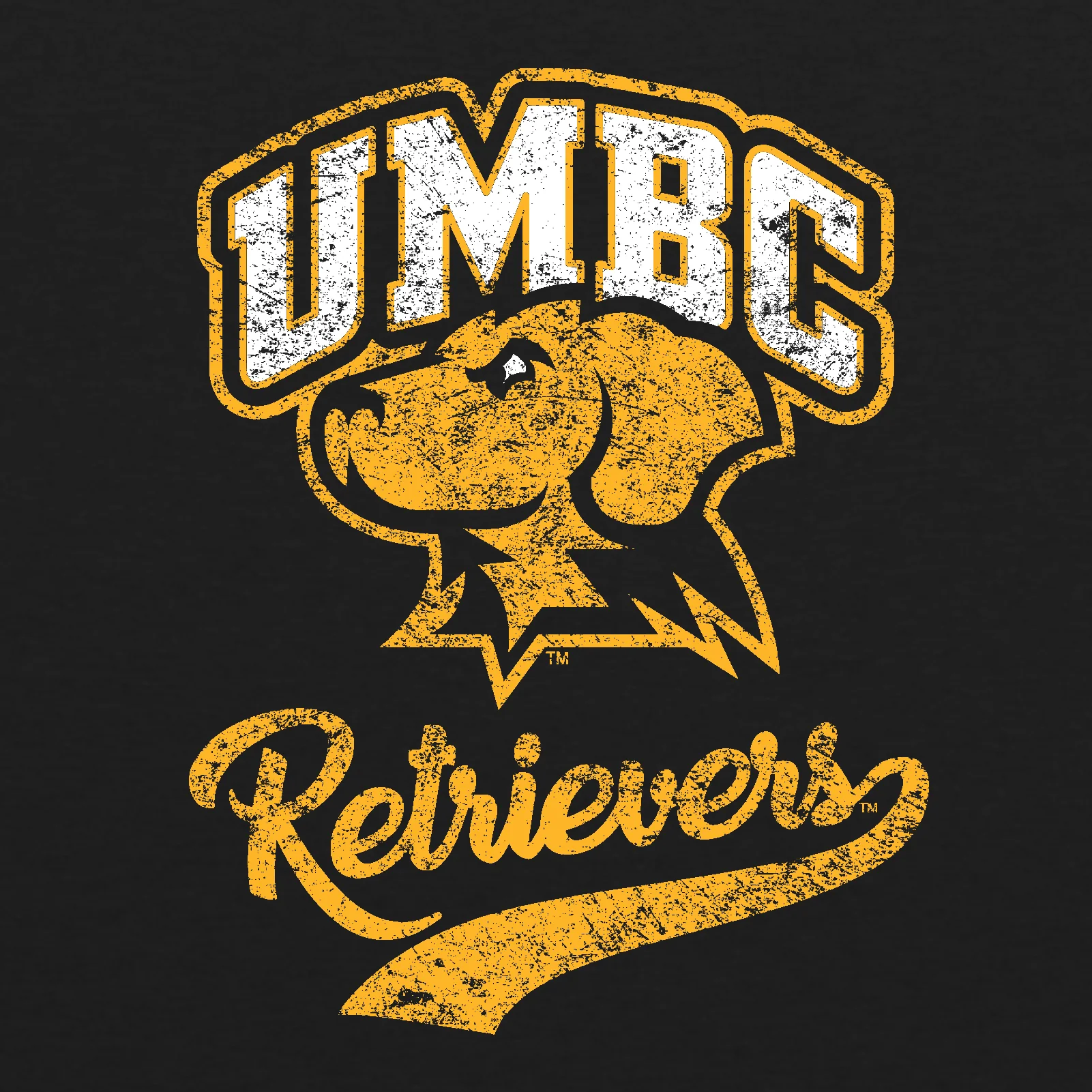 University of Maryland Baltimore County Retrievers Retro Script Short Sleeve T Shirt - Vintage Black - Image 2