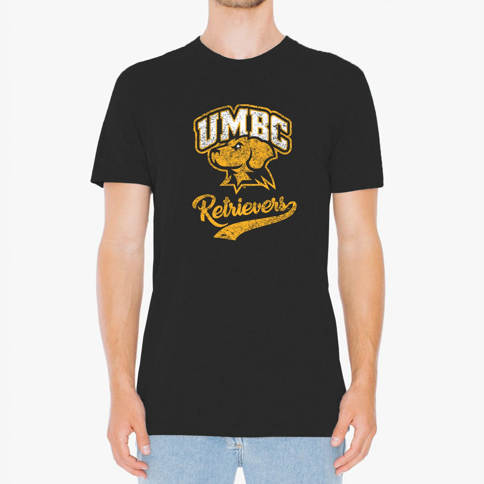 University of Maryland Baltimore County Retrievers Retro Script Short Sleeve T Shirt - Vintage Black - Image 3