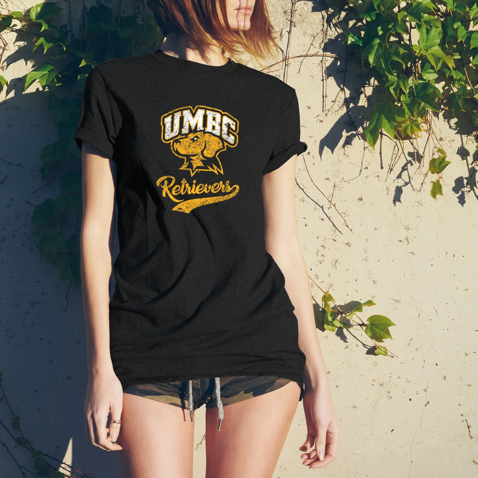 University of Maryland Baltimore County Retrievers Retro Script Short Sleeve T Shirt - Vintage Black - Image 4