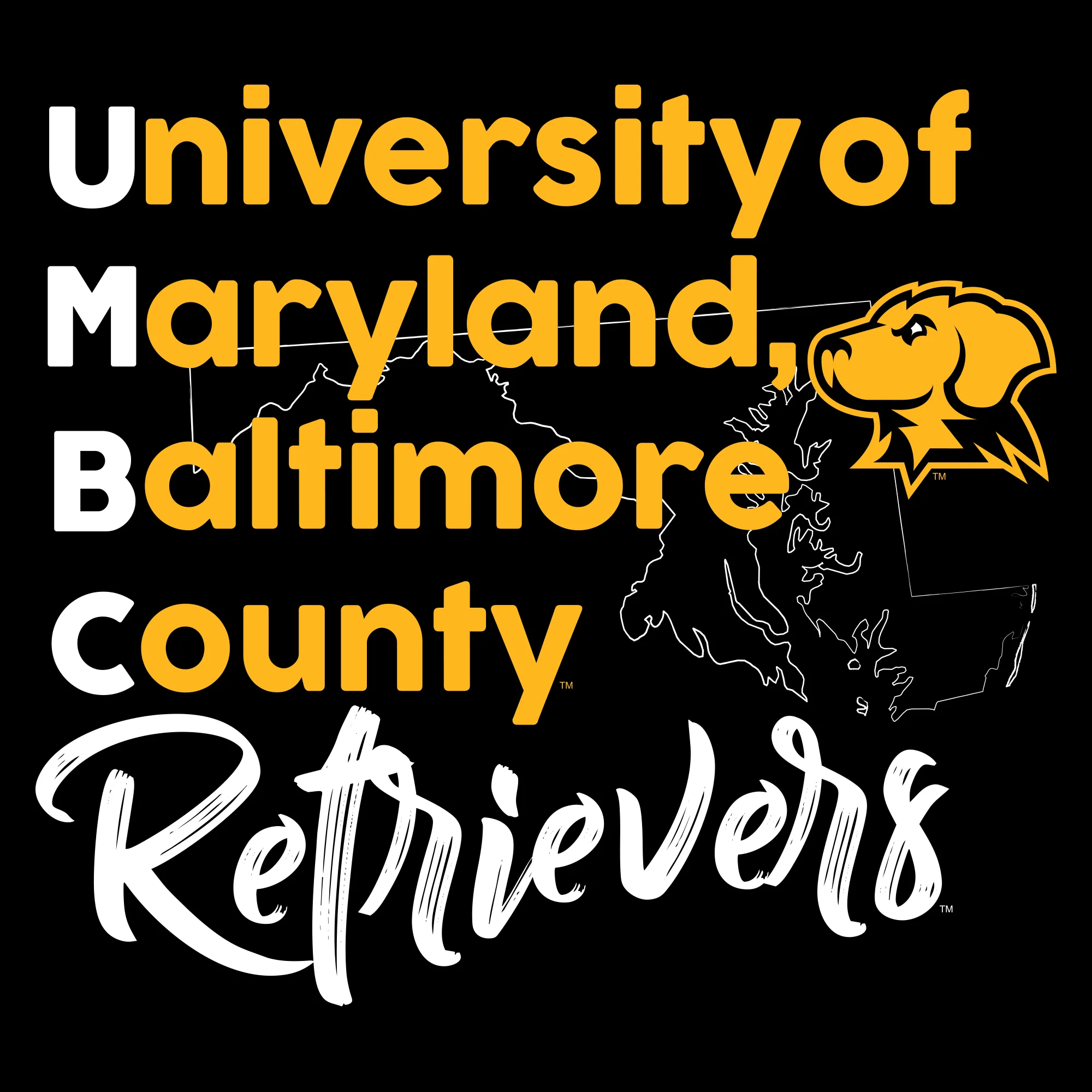UMBC School Stack T-Shirt - Black - Image 2