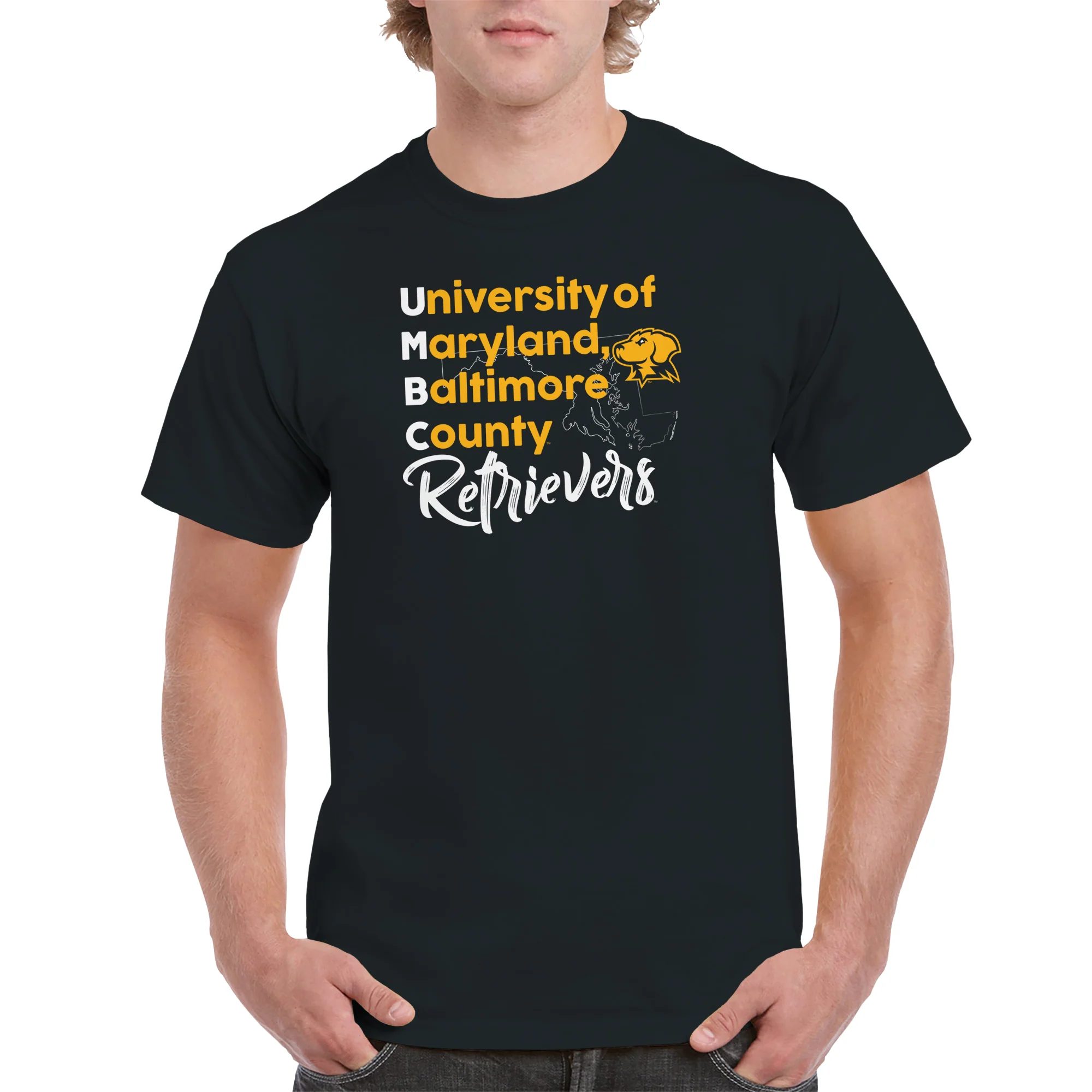 UMBC School Stack T-Shirt - Black - Image 3