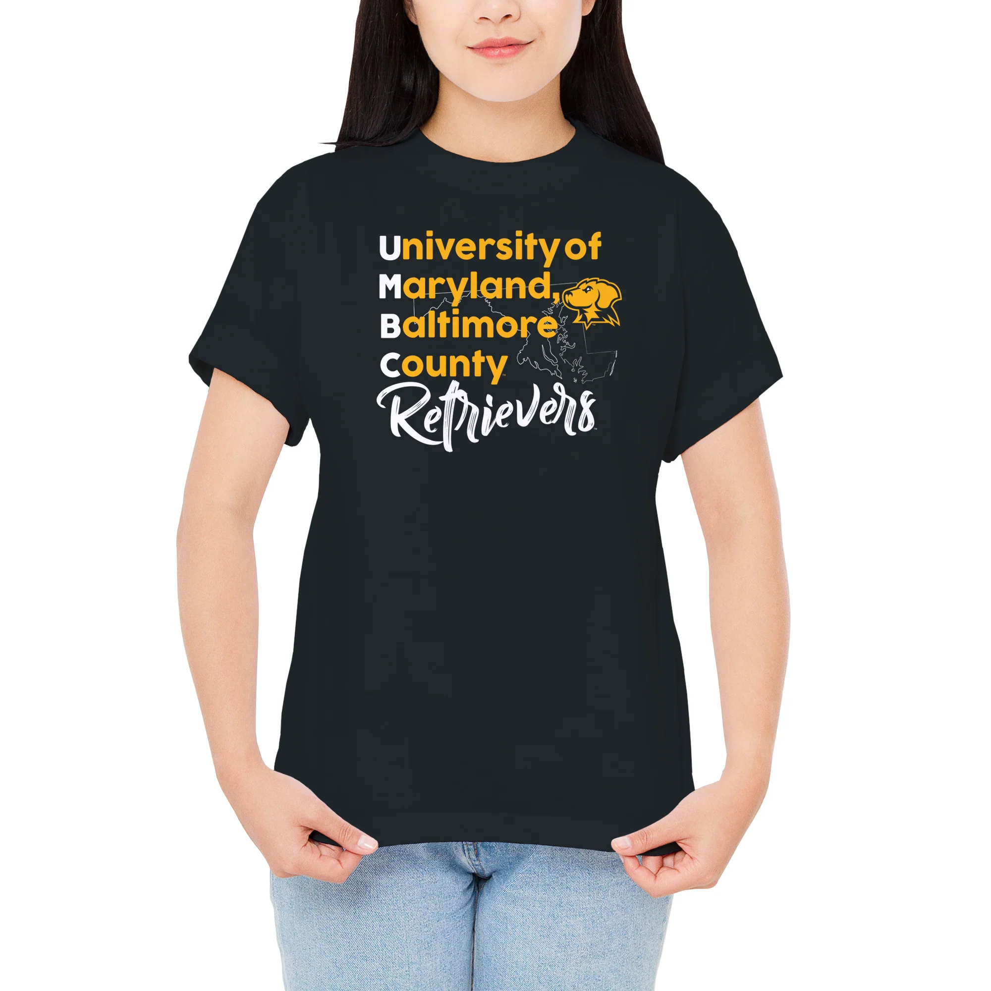 UMBC School Stack T-Shirt - Black - Image 4