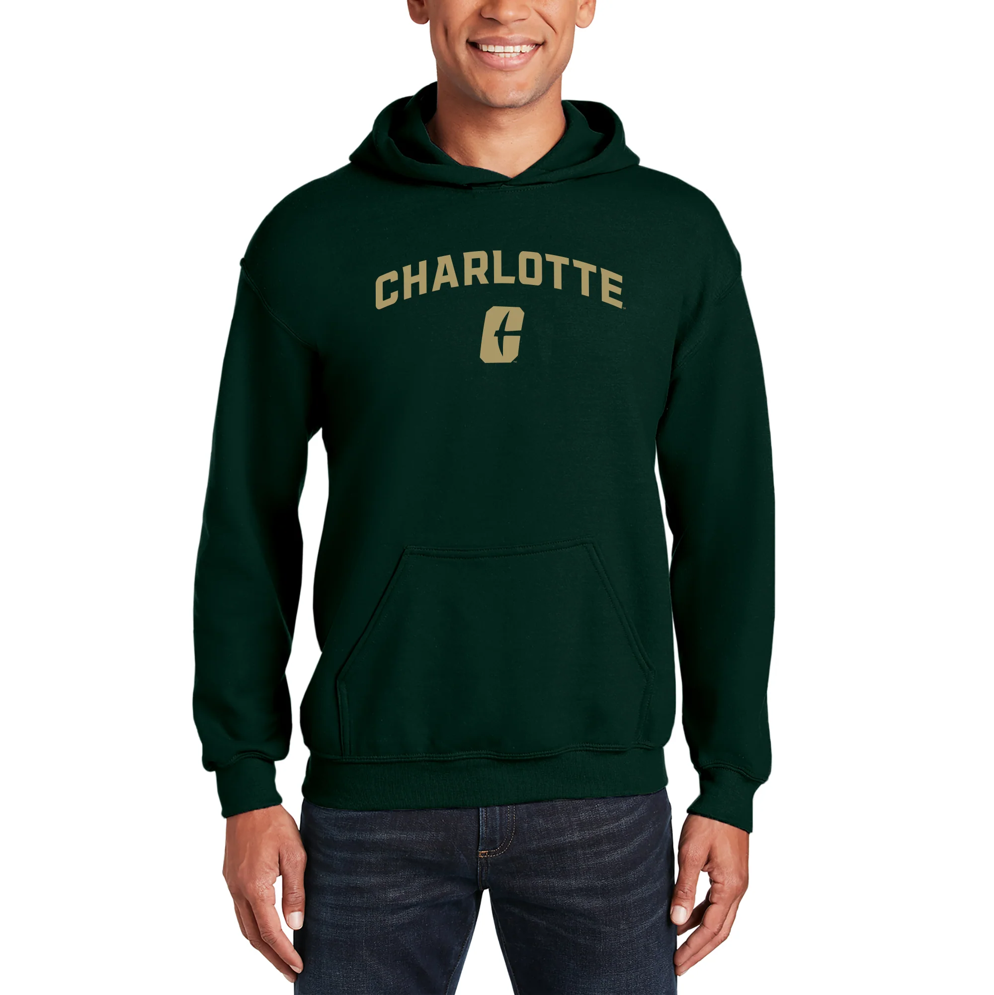 UNC Charlotte Forty-Niners Arch Logo Hoodie - Forest - Image 3