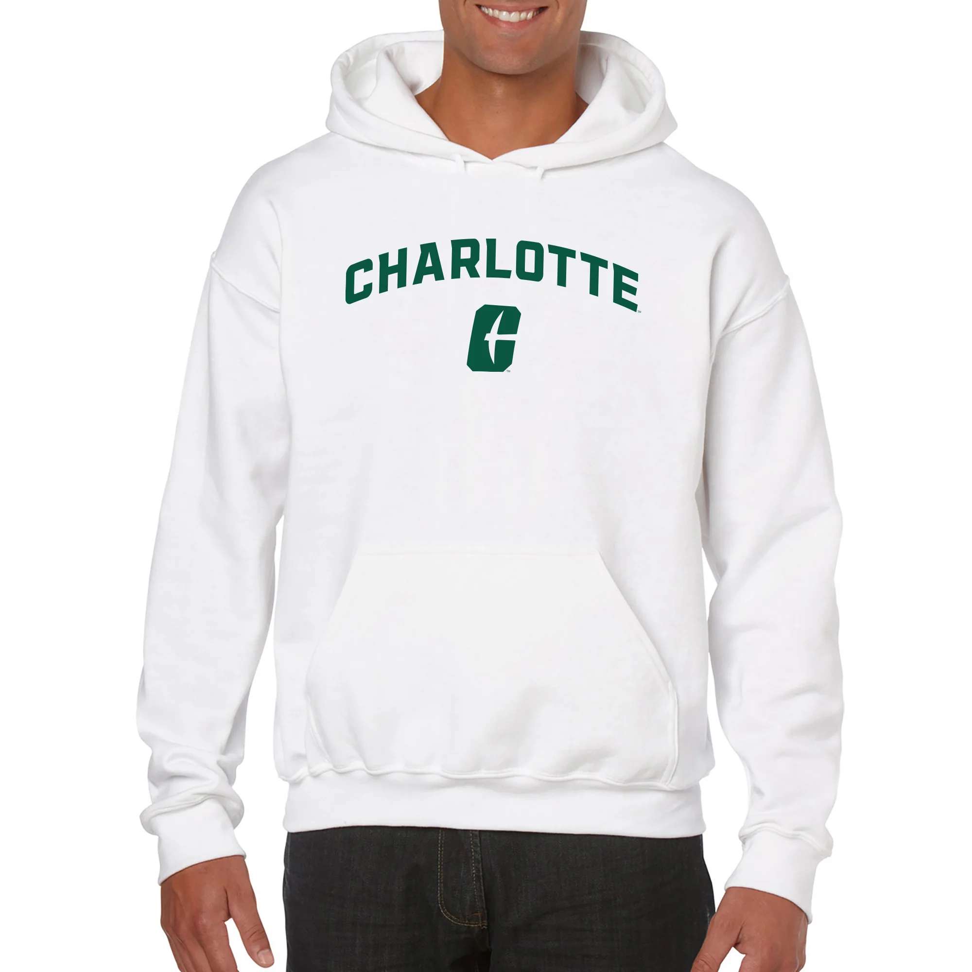 UNC Charlotte Forty-Niners Arch Logo Hoodie - White - Image 3