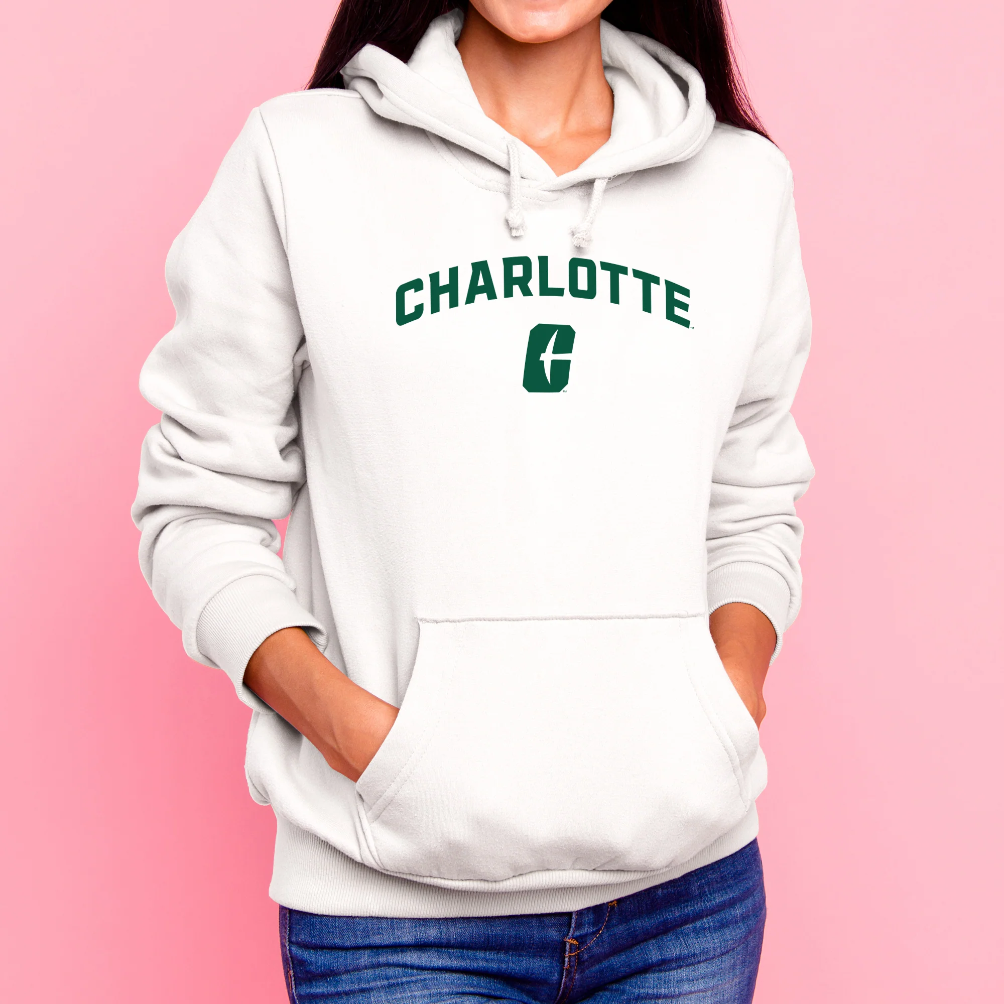 UNC Charlotte Forty-Niners Arch Logo Hoodie - White - Image 4