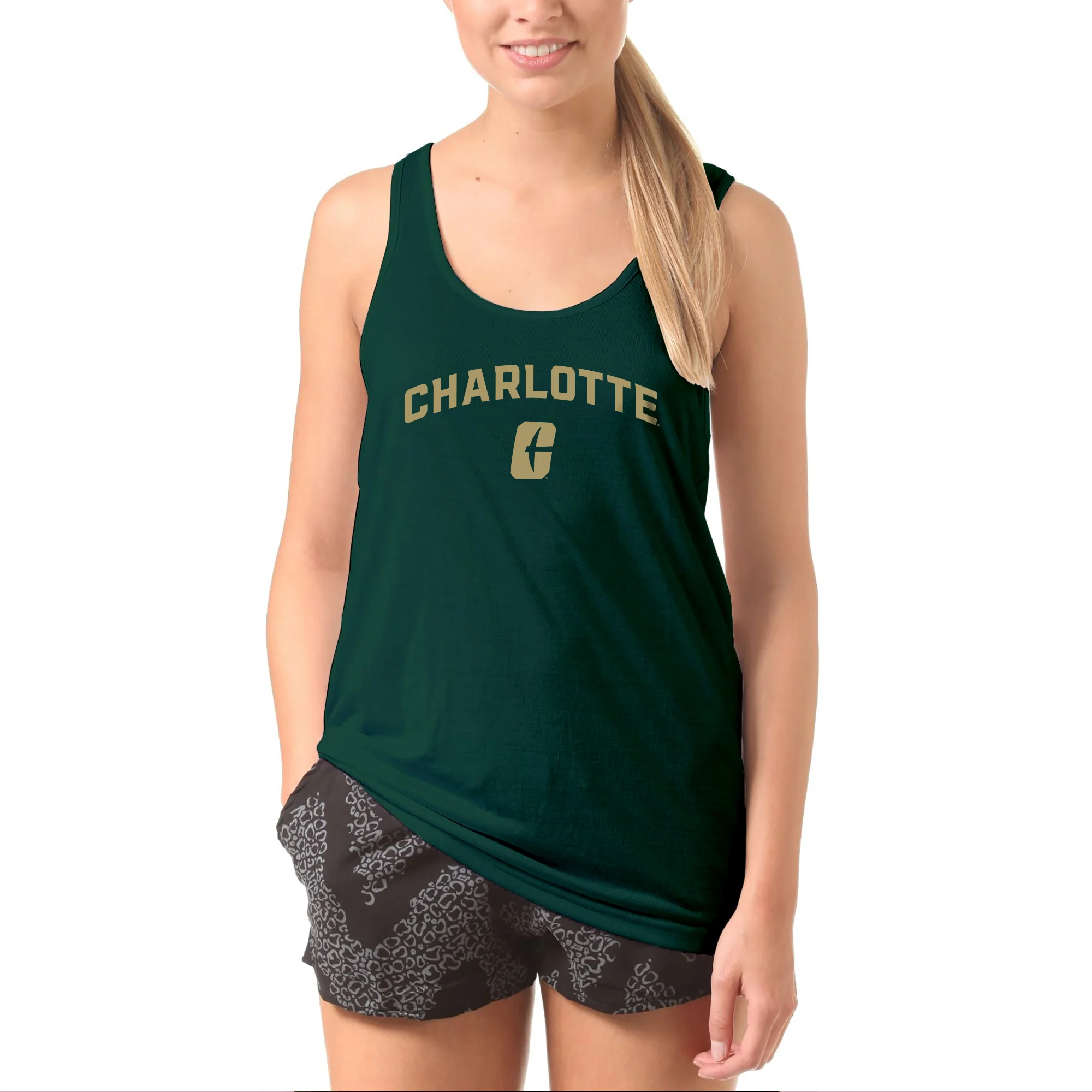 UNC Charlotte Forty-Niners Arch Logo Tank Top - Forest - Image 4