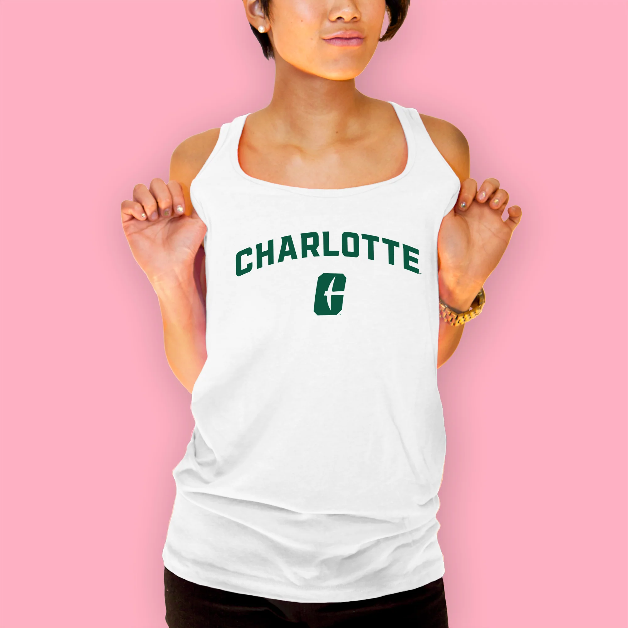 UNC Charlotte Forty-Niners Arch Logo Tank Top - White - Image 4