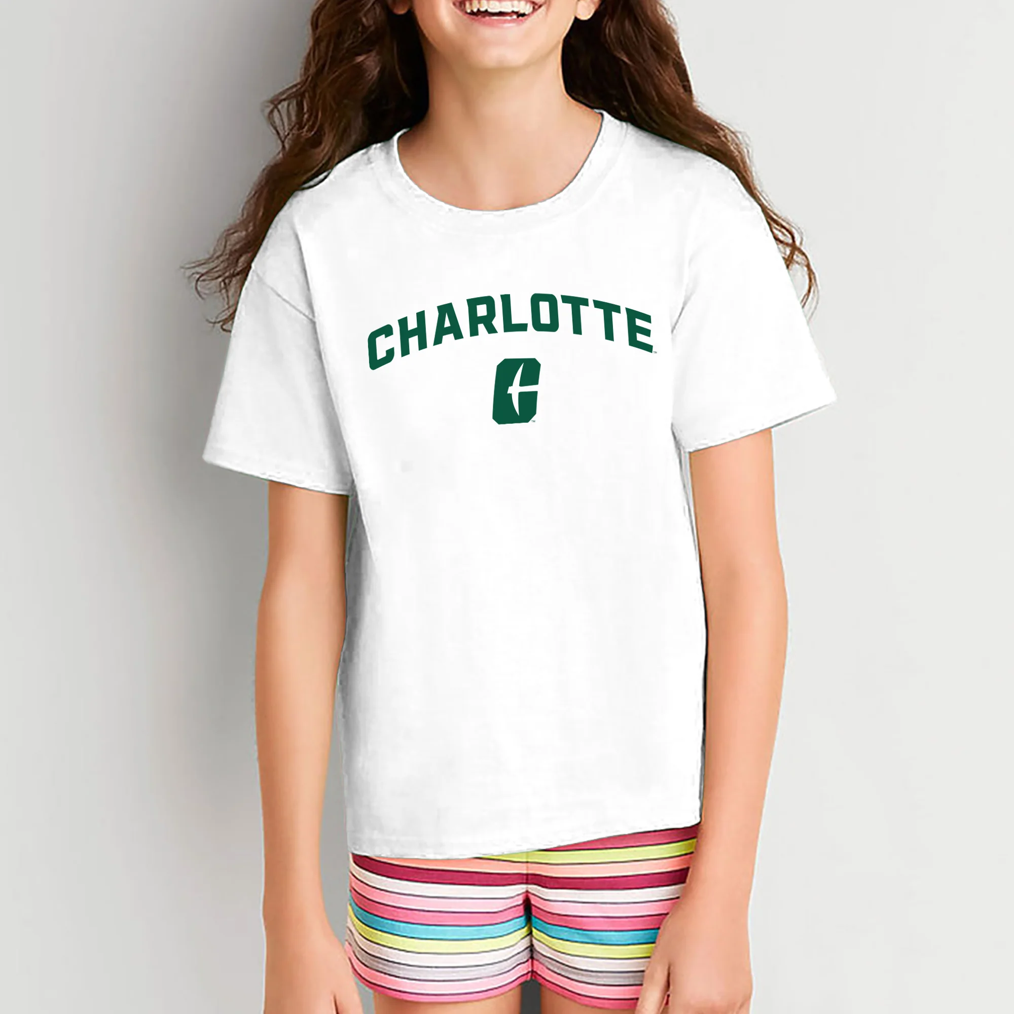 UNC Charlotte Forty-Niners Arch Logo Youth Short Sleeve T Shirt - White - Image 4