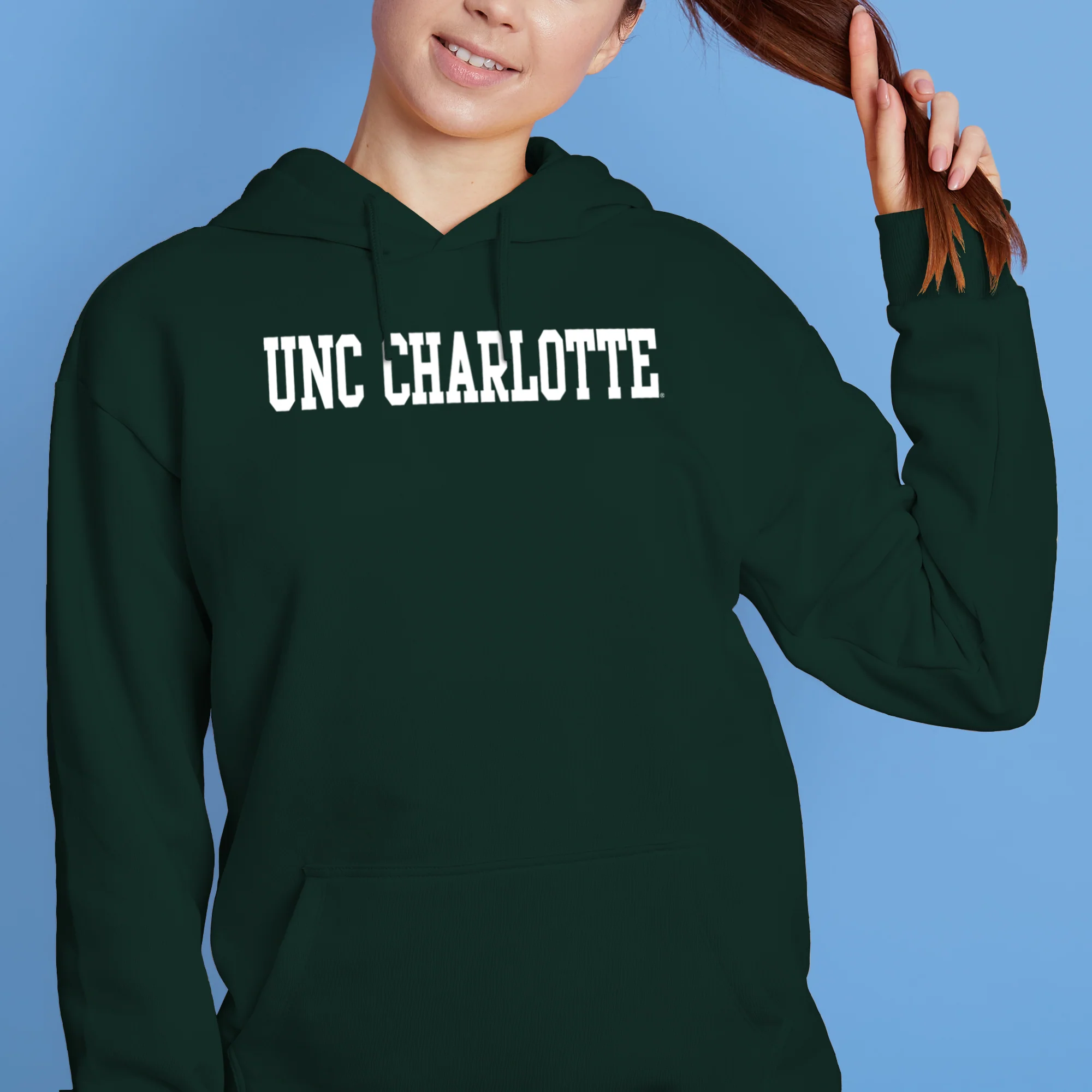 UNC Charlotte Forty-Niners Basic Block Hoodie - Forest - Image 4