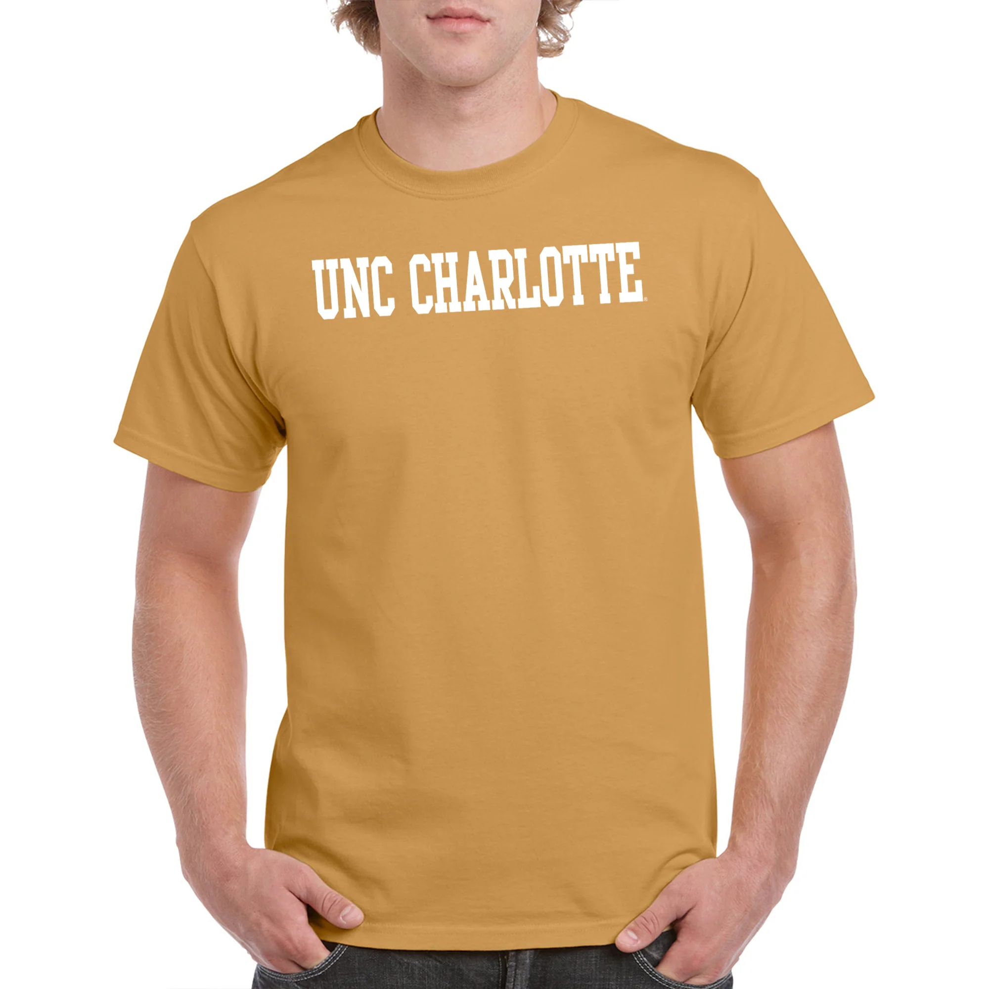 UNC Charlotte Forty-Niners Basic Block Short Sleeve T Shirt - Old Gold - Image 3