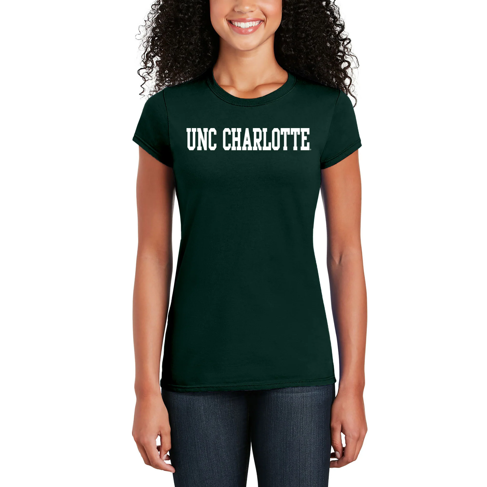 UNC Charlotte Forty-Niners Basic Block Womens Short Sleeve T Shirt - Forest - Image 4