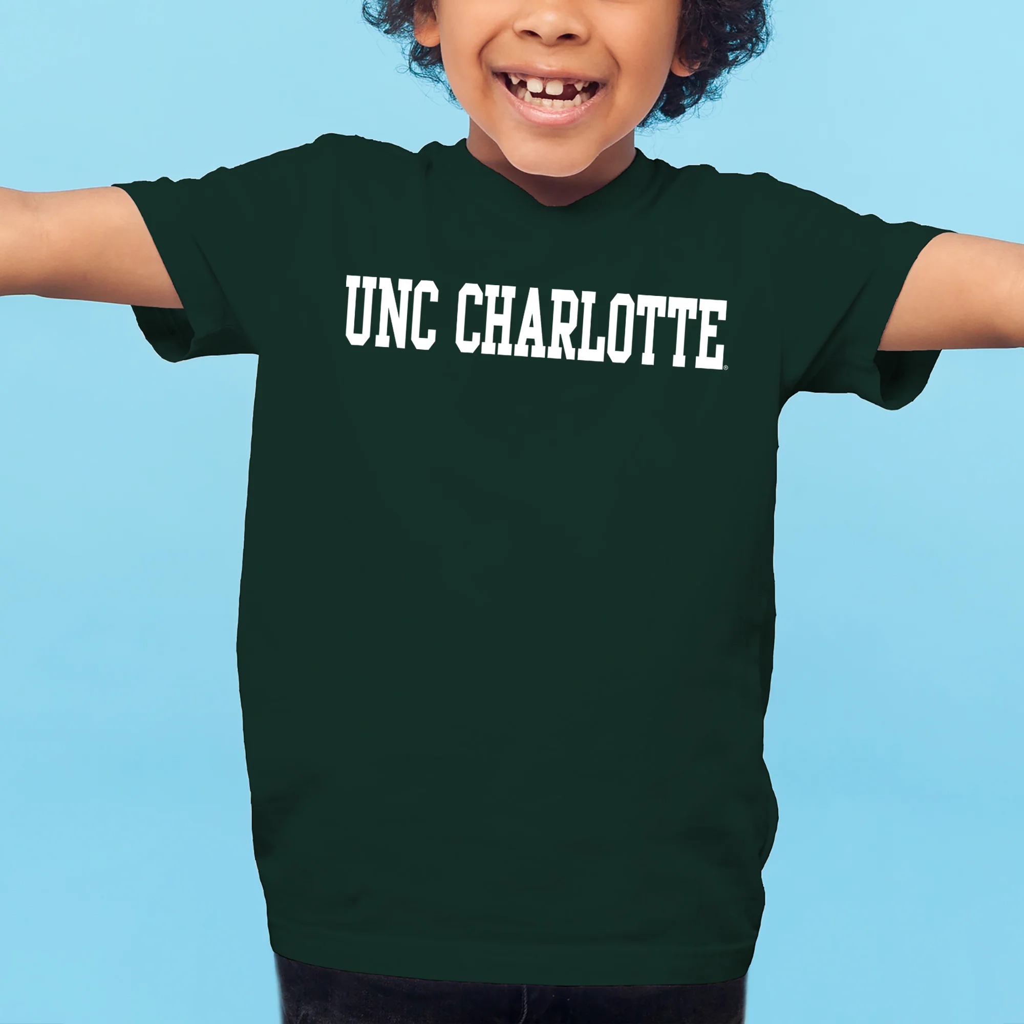 UNC Charlotte Forty-Niners Basic Block Youth Short Sleeve T Shirt - Forest - Image 3