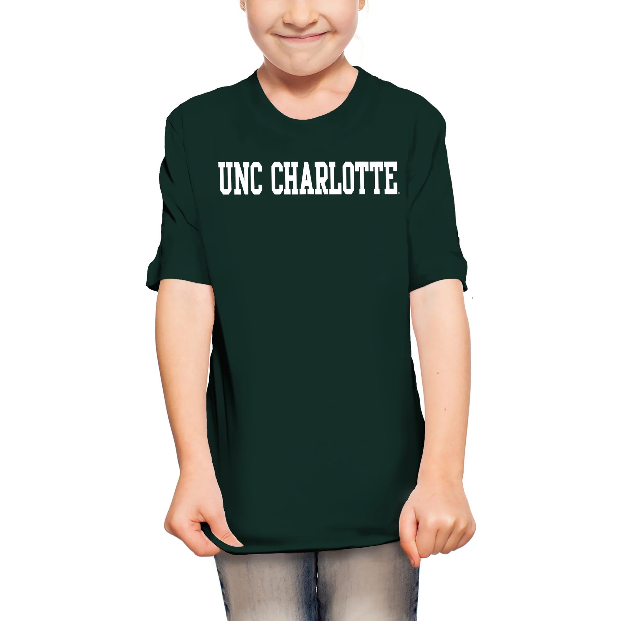 UNC Charlotte Forty-Niners Basic Block Youth Short Sleeve T Shirt - Forest - Image 4
