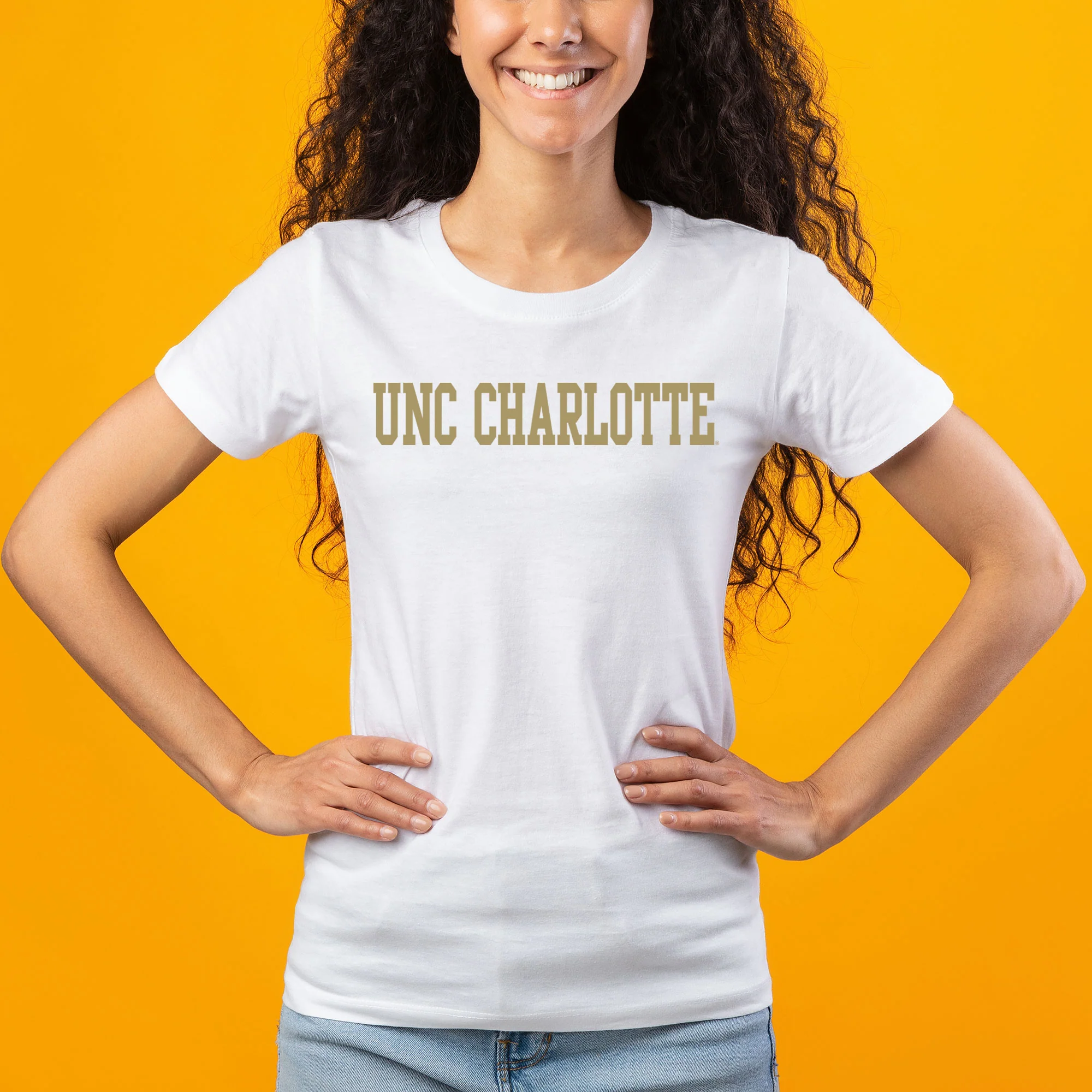 UNC Charlotte Forty-Niners Basic Block Womens Short Sleeve T Shirt - White - Image 3