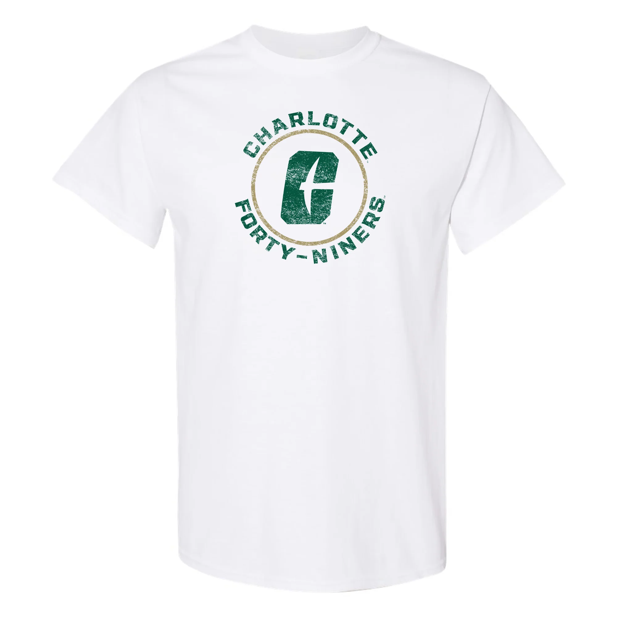 UNC Charlotte Forty-Niners Distressed Circle Logo Short Sleeve T Shirt - White