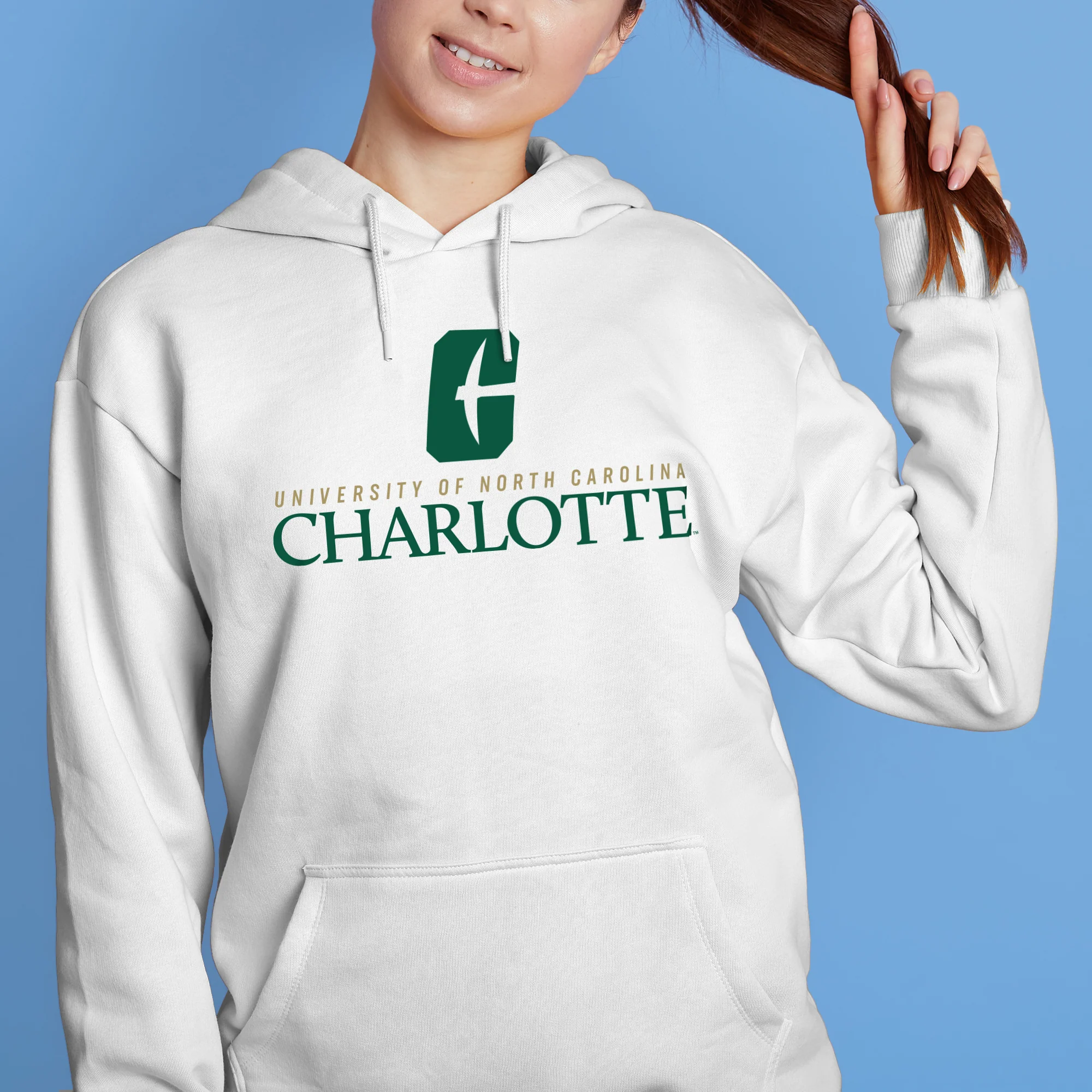 UNC Charlotte Forty-Niners Institutional Logo Hoodie - White - Image 4