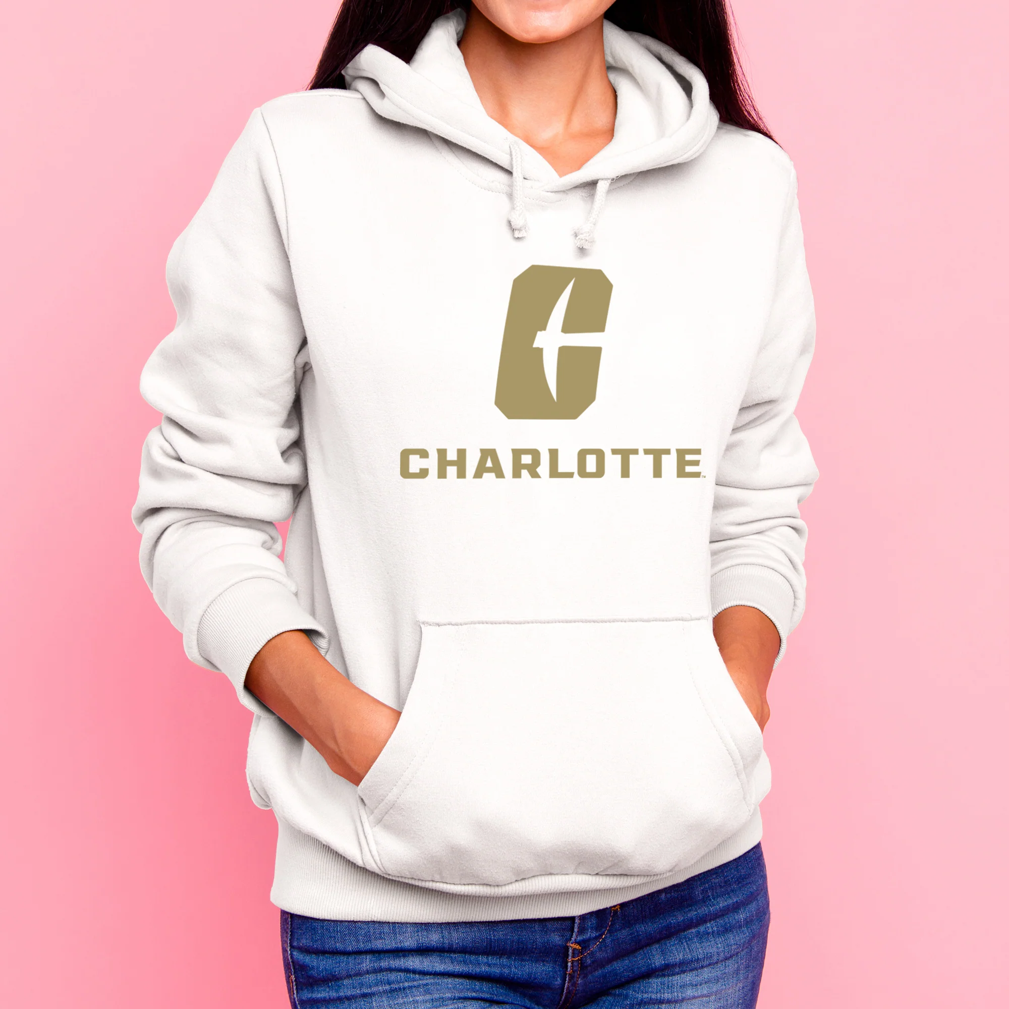 UNC Charlotte Forty-Niners Primary Logo Hoodie - White - Image 4