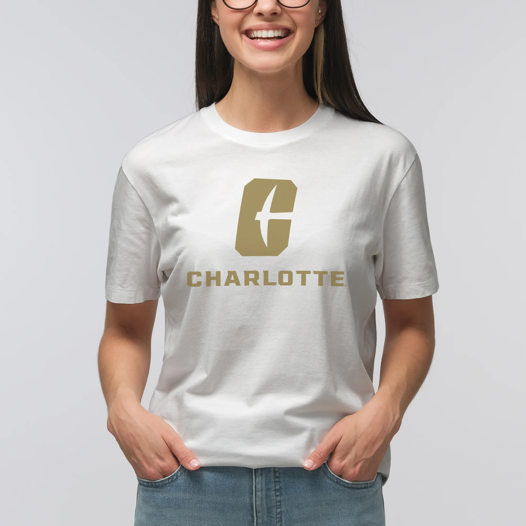 UNC Charlotte Forty-Niners Primary Logo Short Sleeve T Shirt - White - Image 4