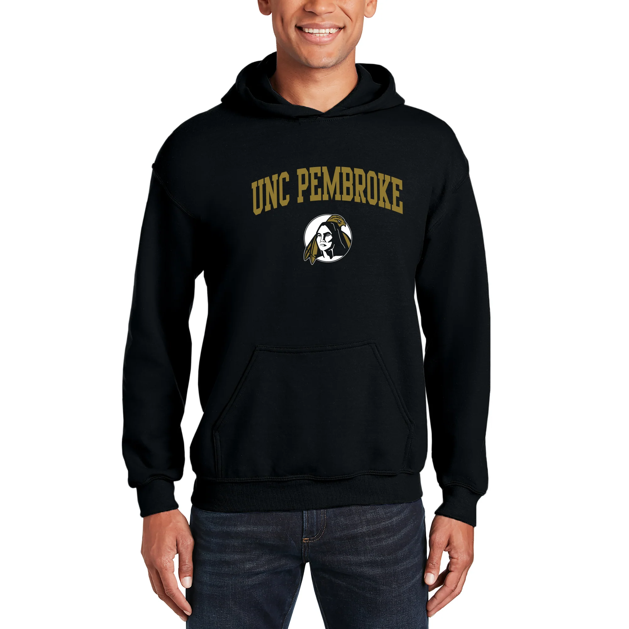 UNC Pembroke Braves Arch Logo Hoodie - Black - Image 3