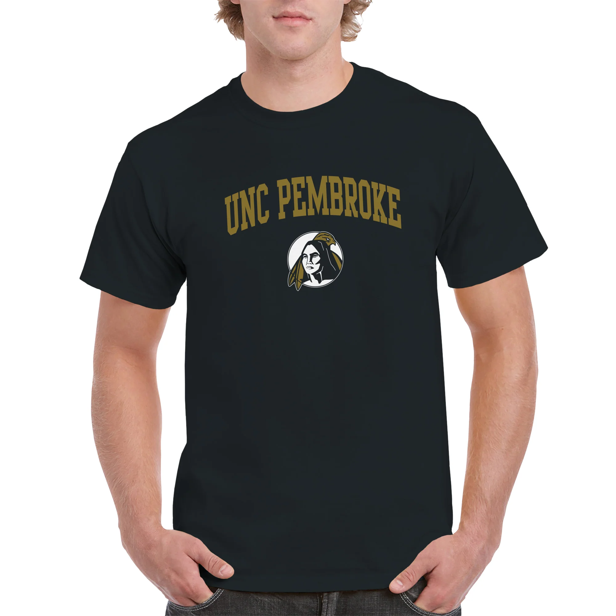 UNC Pembroke Braves Arch Logo T Shirt - Black - Image 3