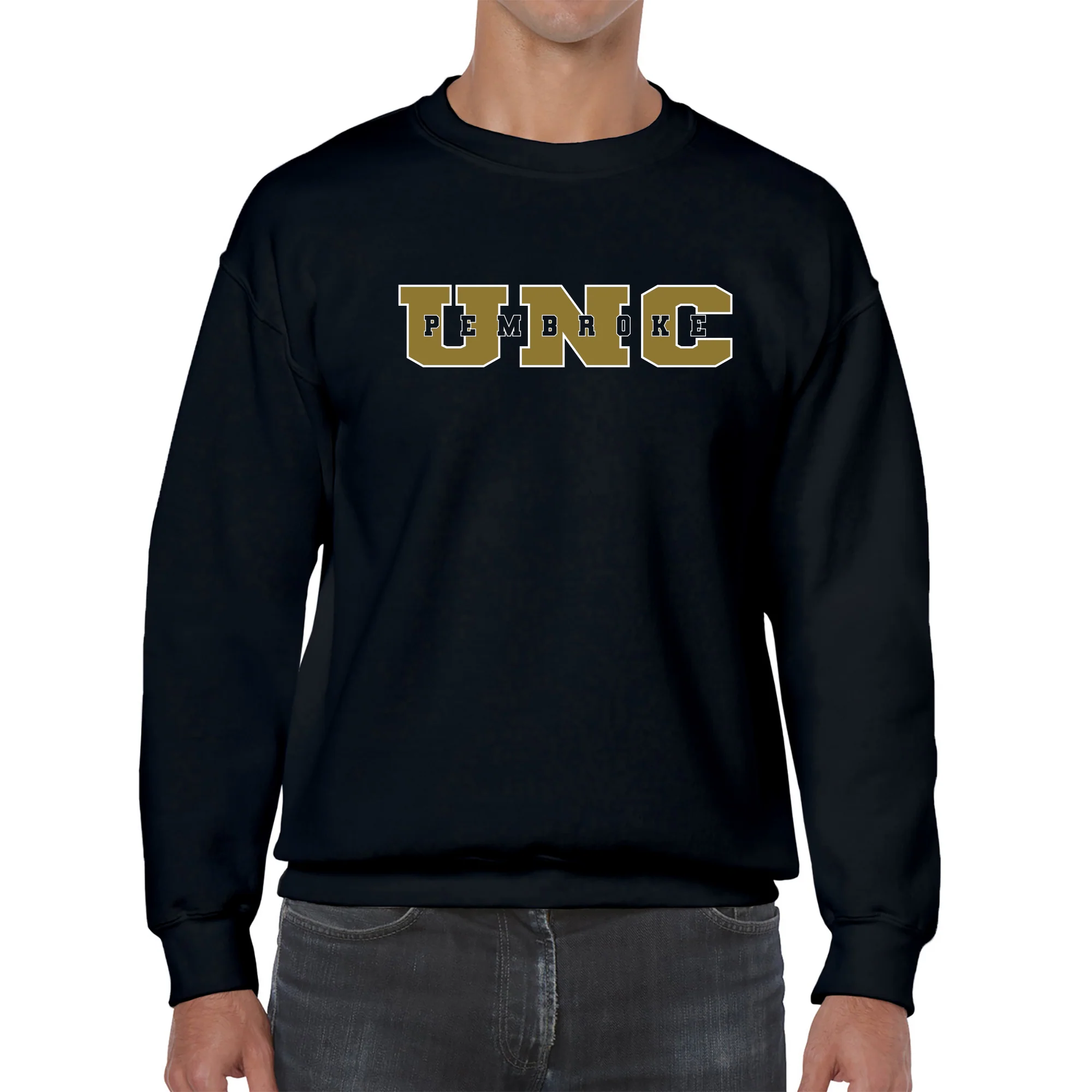 UNC Pembroke Braves Basic Block Crewneck Sweatshirt - Black - Image 3