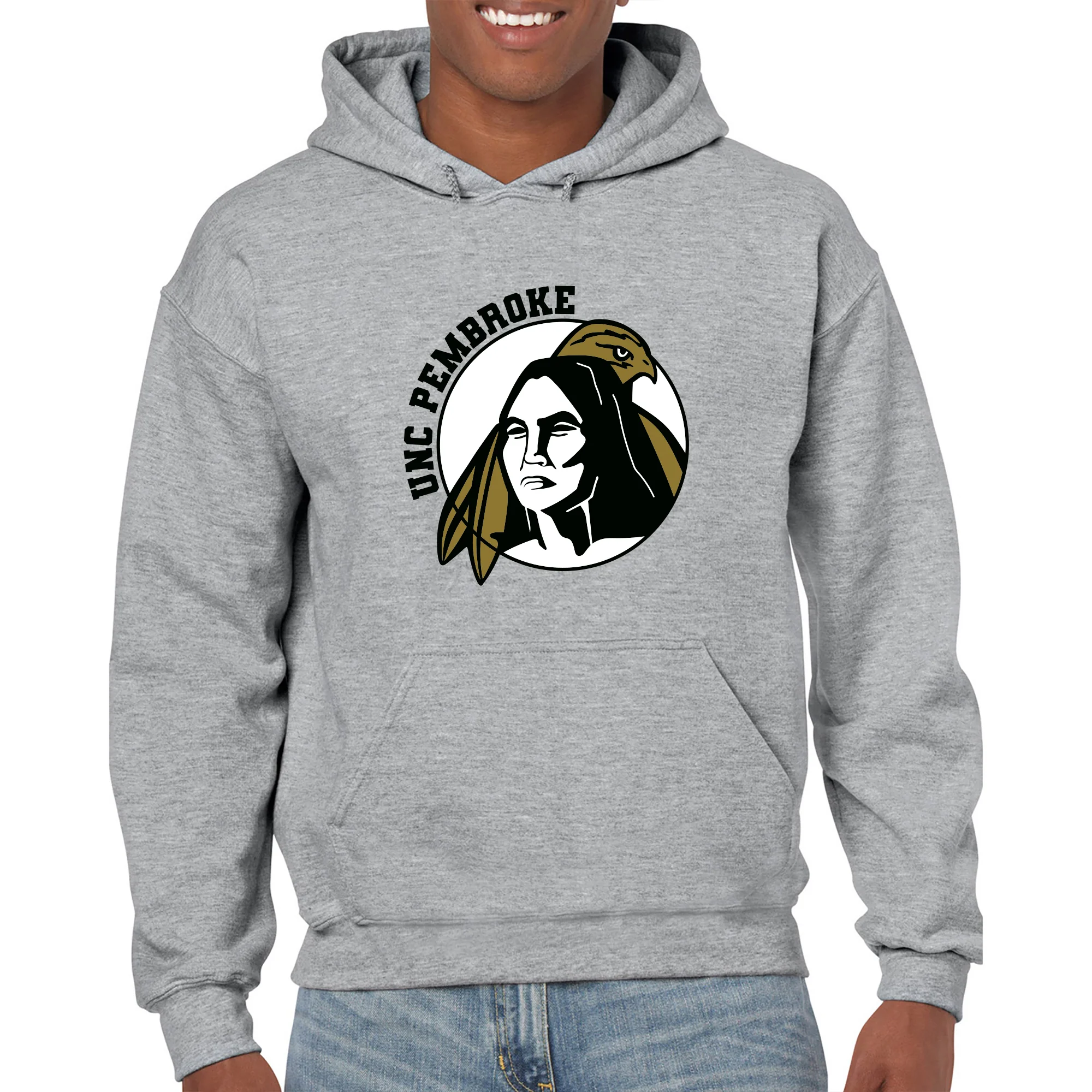 UNC Pembroke Braves Primary Logo Hoodie - Sport Grey - Image 3