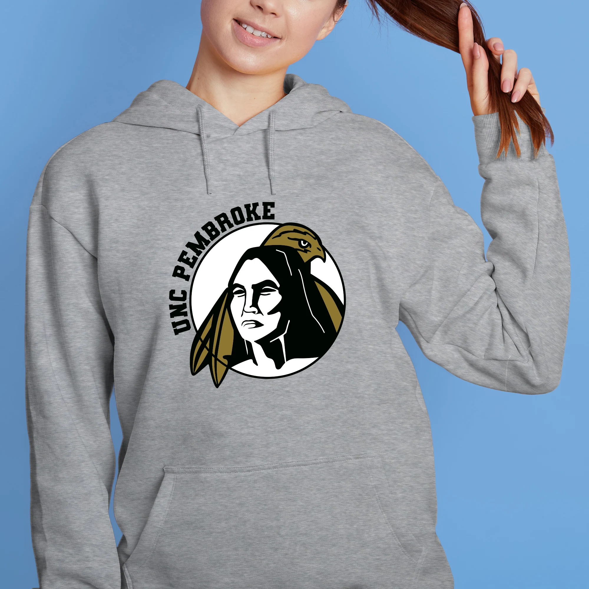 UNC Pembroke Braves Primary Logo Hoodie - Sport Grey - Image 4