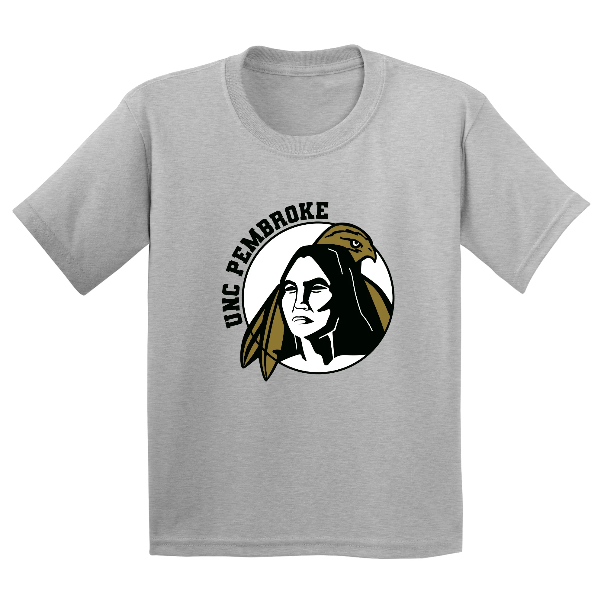 UNC Pembroke Braves Primary Logo Youth T Shirt - Sport Grey